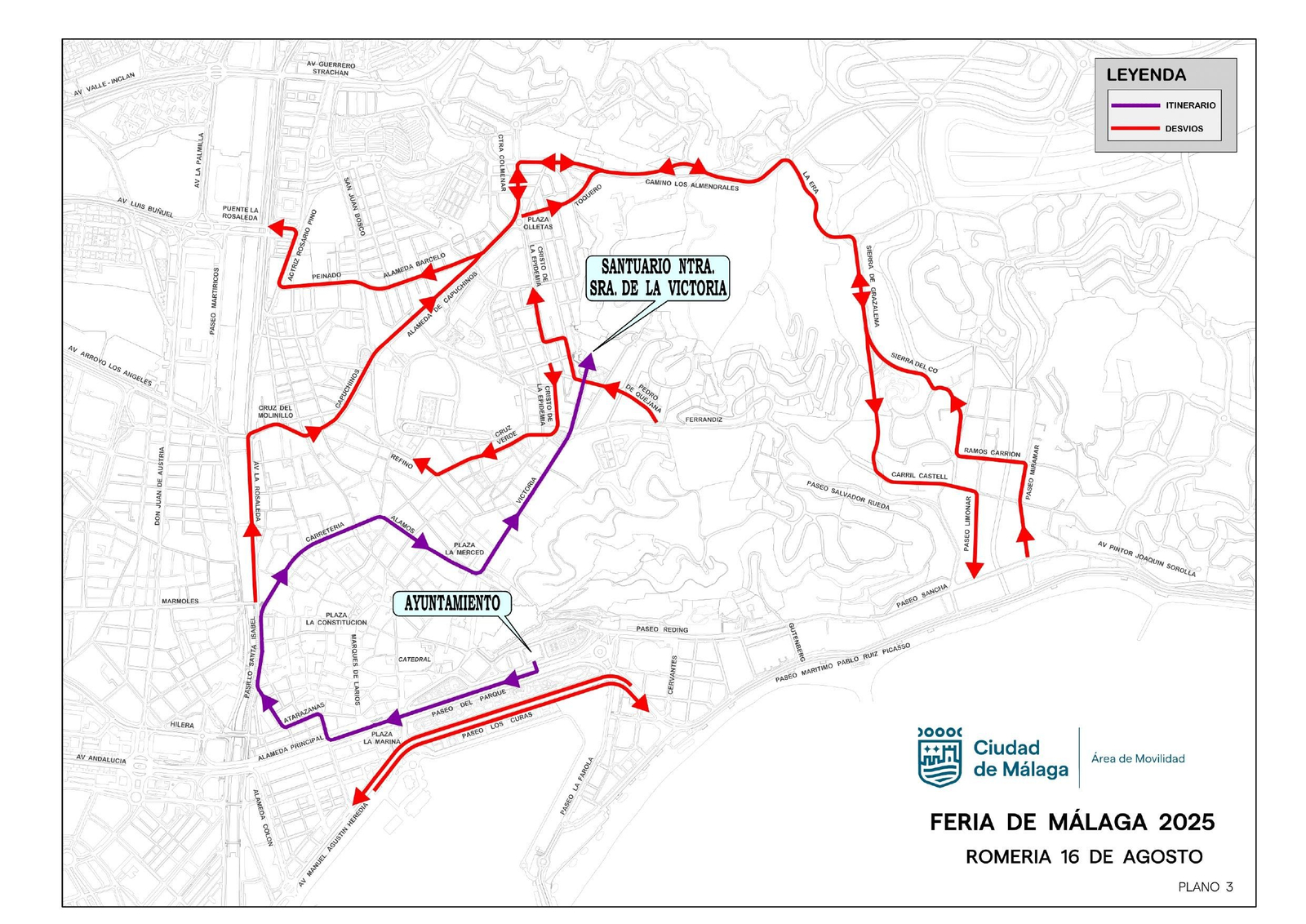 Itinerario de la Romería y los desvios.