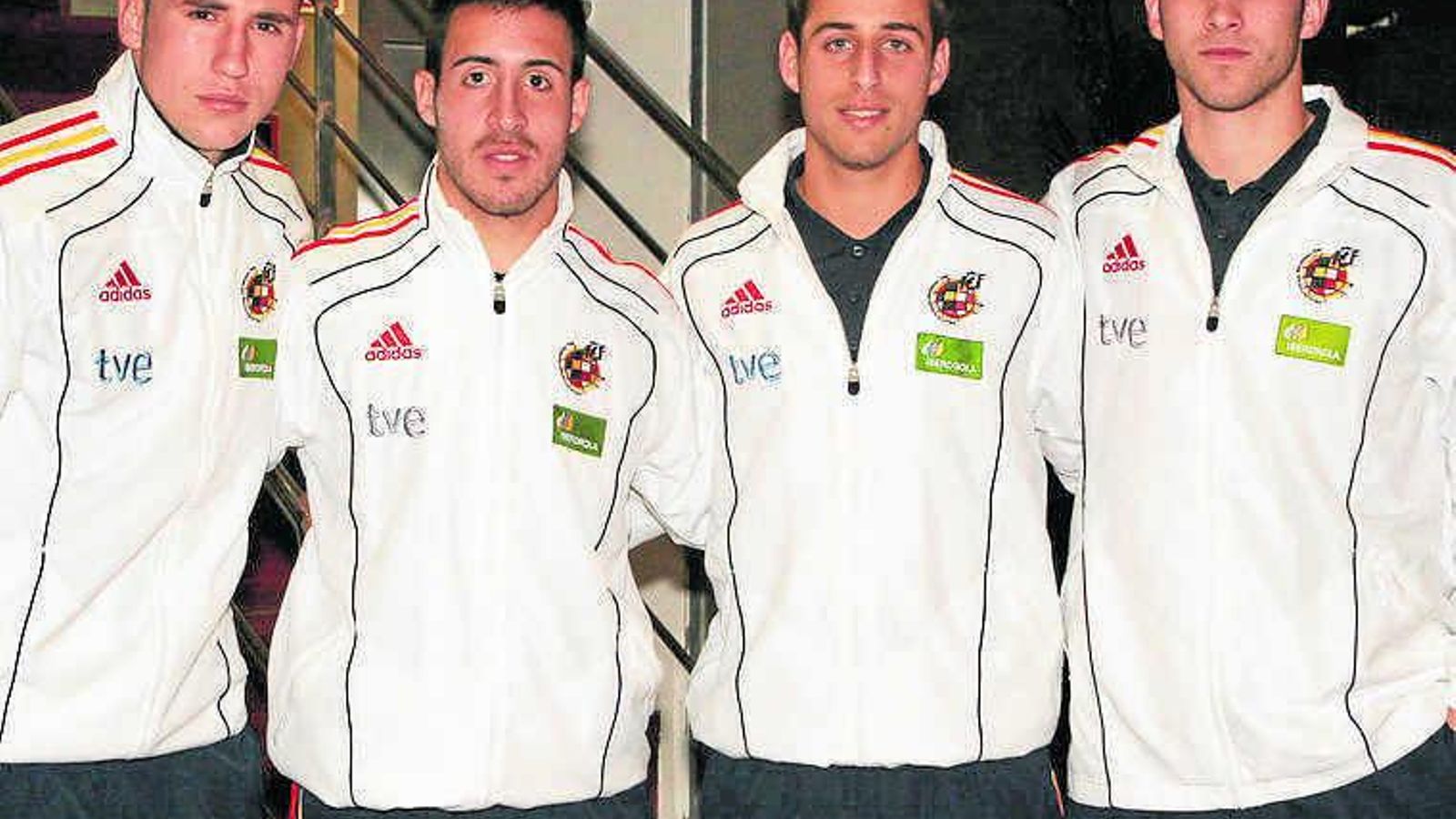 Iván González, Toribio, Javi López y Manu Torres, con España sub 21. Iván González, Toribio, Javi López y Manu Torres, con España sub 21.