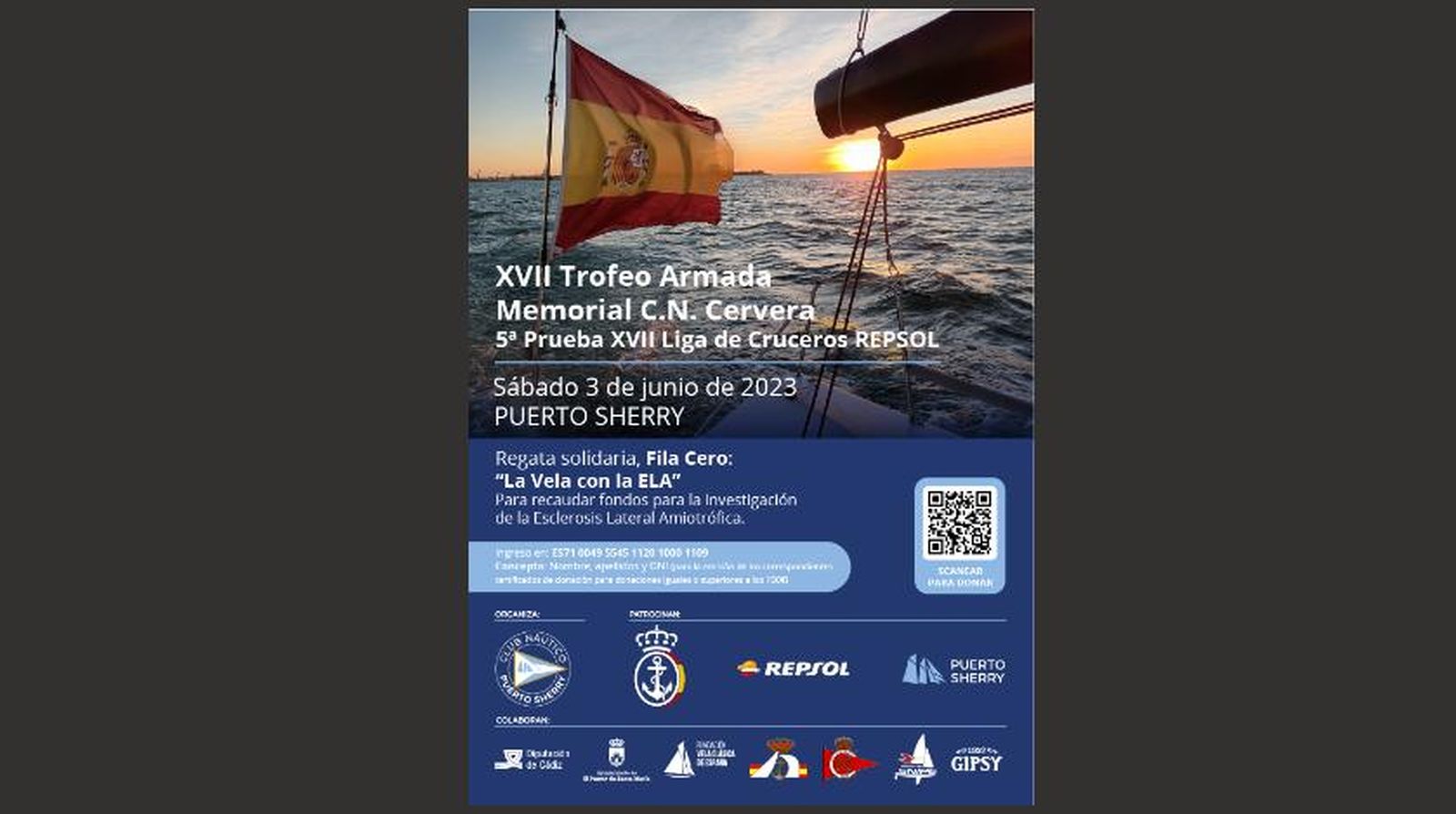 Imagen del cartel de la prueba prevista en aguas de la Bahía.