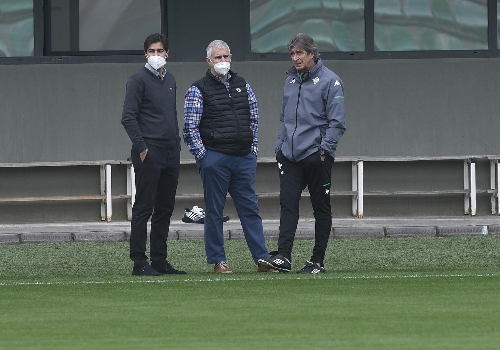 Pellegrini, junto a Haro y Cordón en el entrenamiento de este pasado viernes.