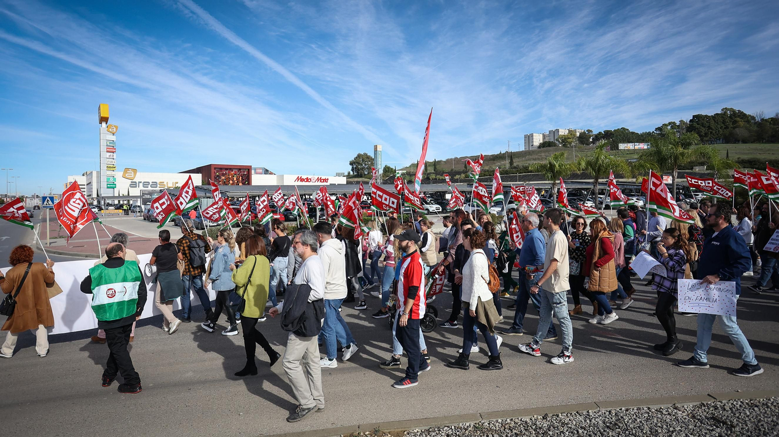Manifestación de sindicatos y trabajadores