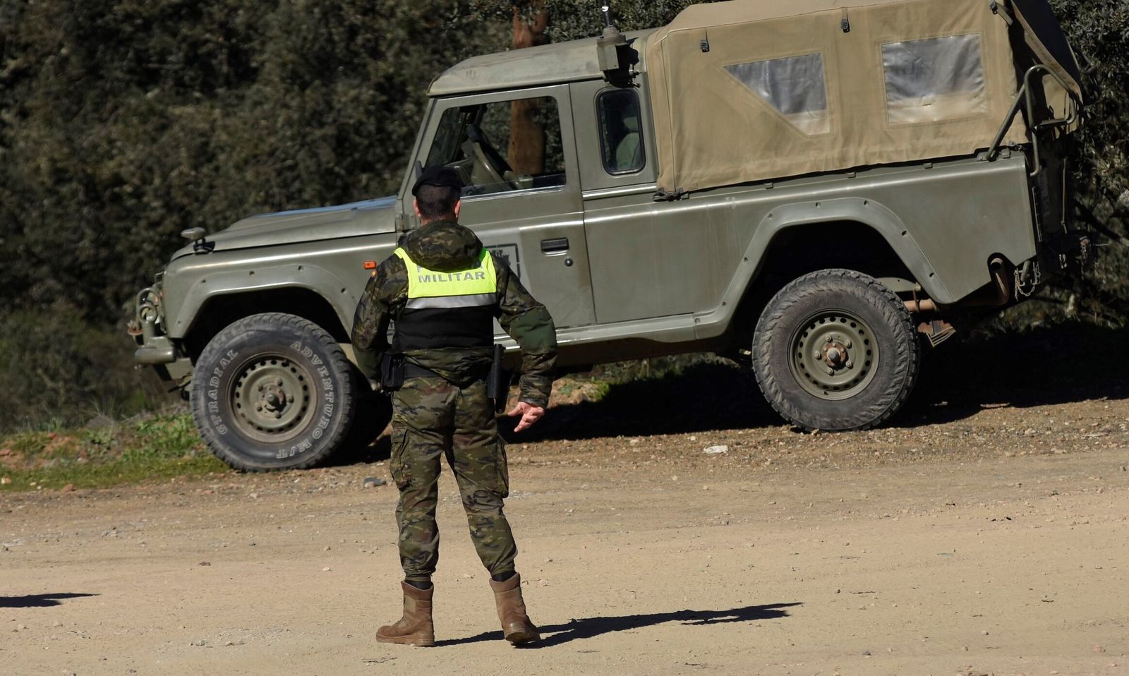 Un militar en la base del Muriano el día de los hechos.