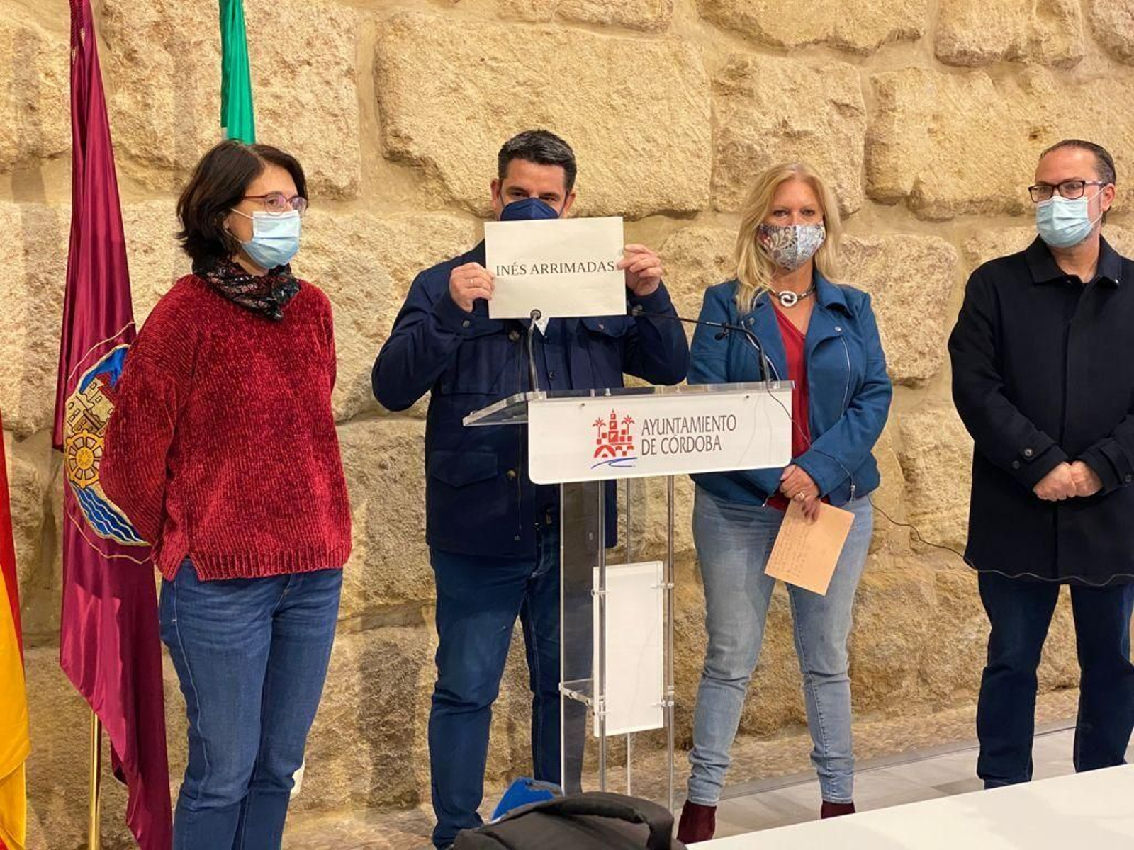 Amparo Pernichi, Pedro García, Cristina Pedrajas y Juan Alcántara, en el Ayuntamiento.