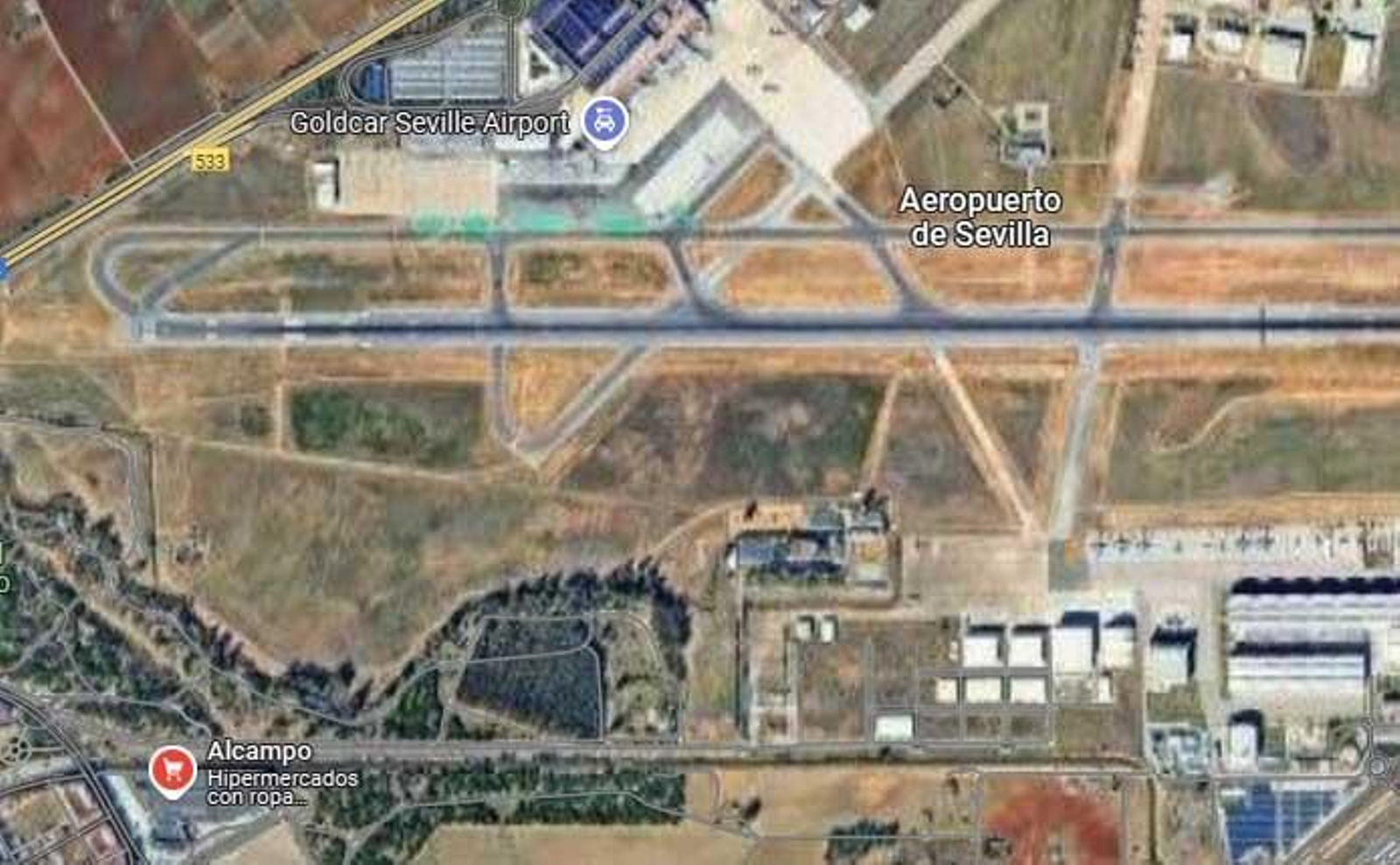 Zona aproximada en la que fue la rave de Sevilla