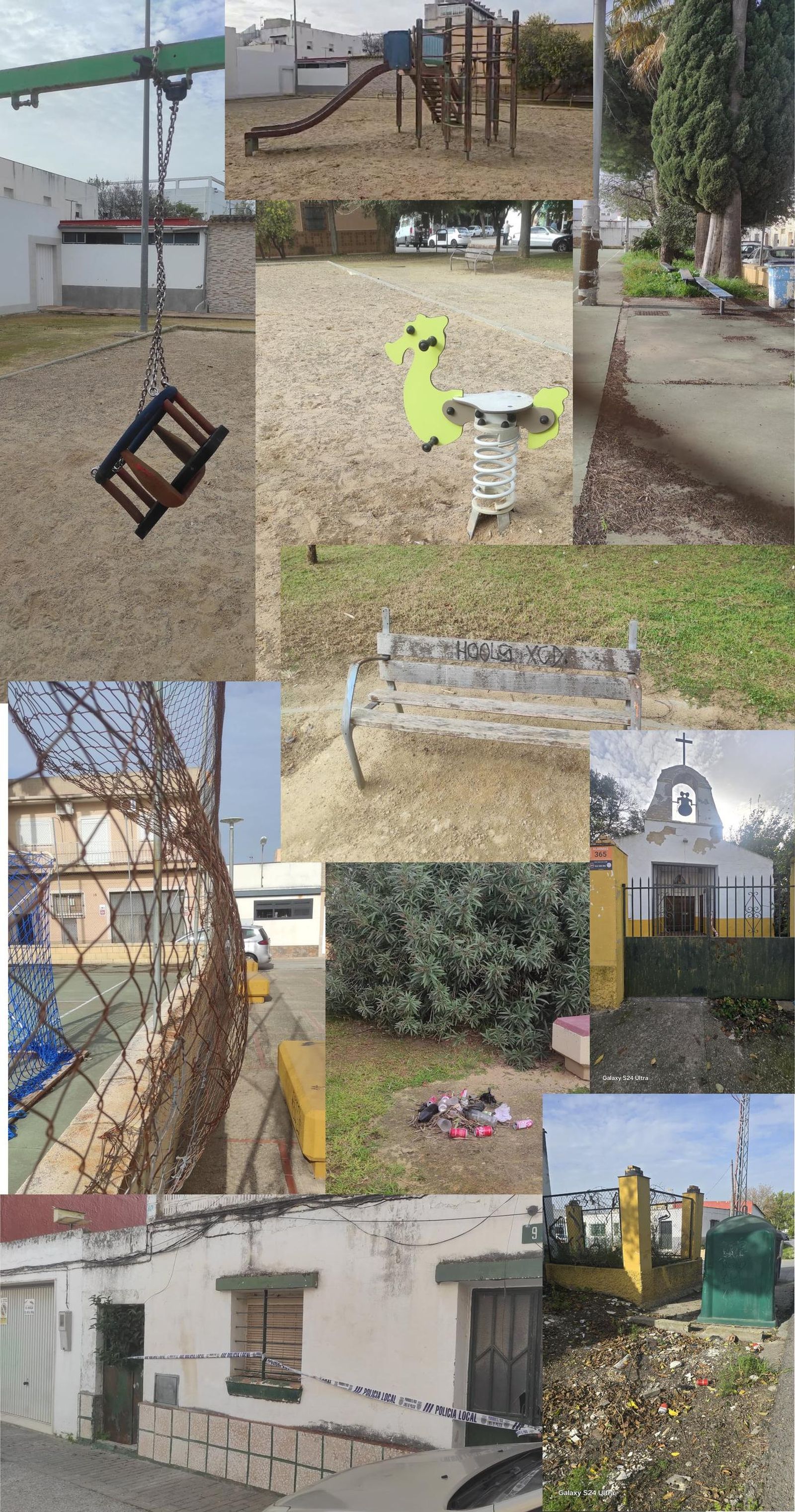 Imágenes de los desperfectos observados en San Enrique por la asociación de vecinos.