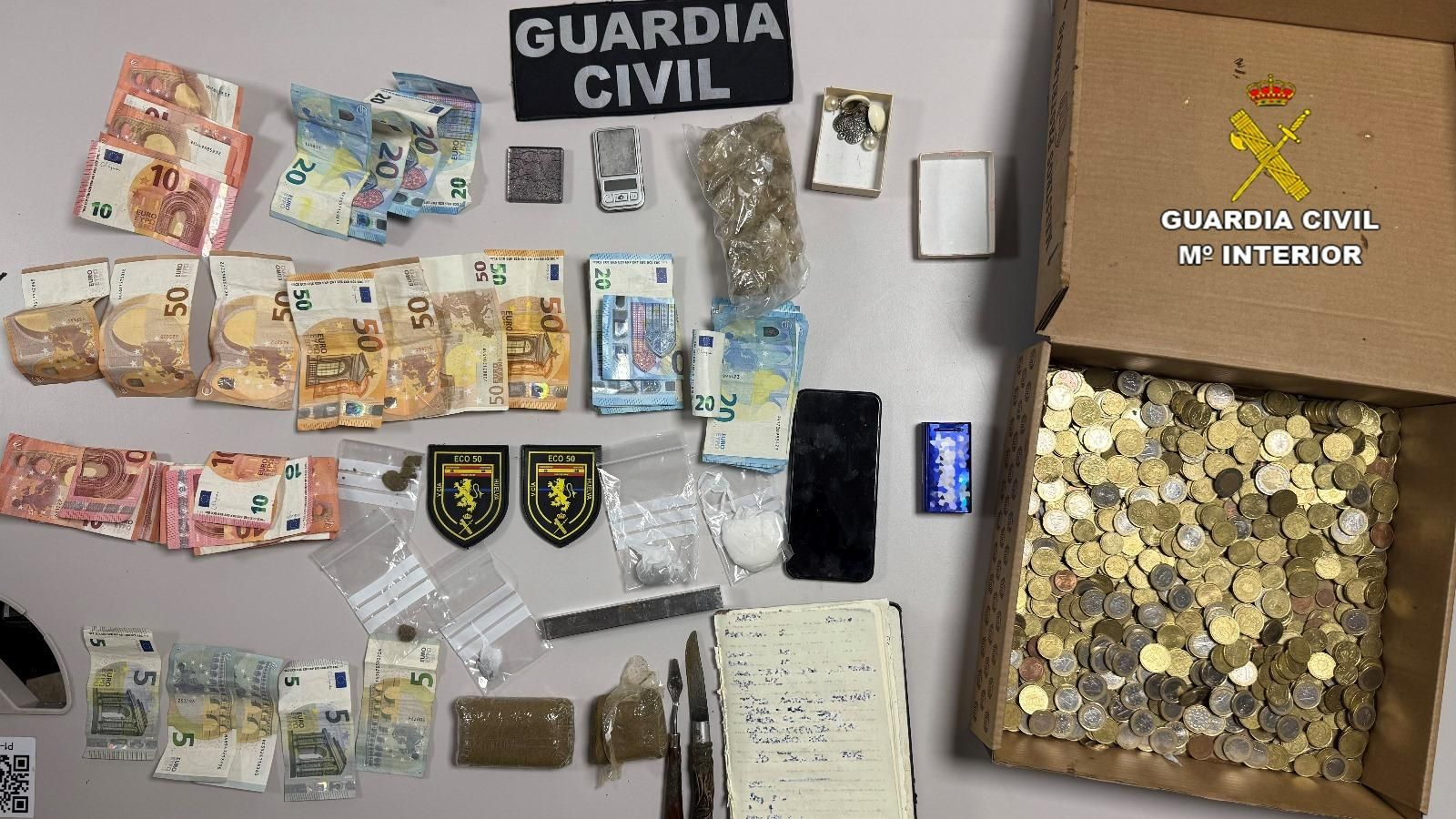 Drogas localizadas por la Guardia Civil.