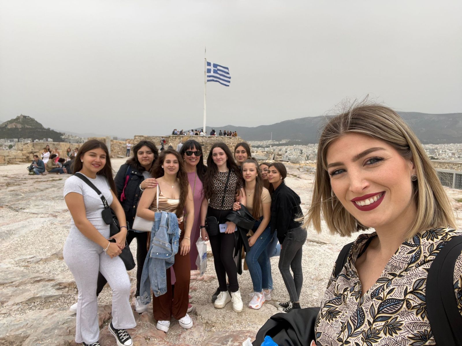 Estudiantes y profesoras del IES San Telmo, durante su estancia en Atenas.