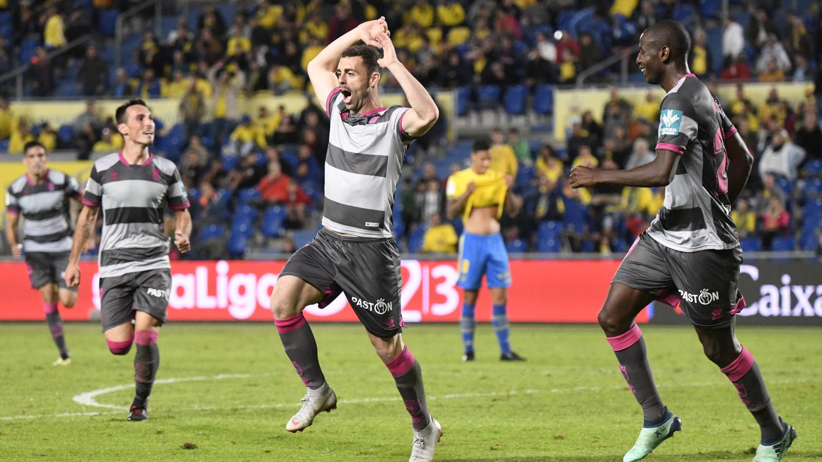 Rodri celebra en Las Palmas el gol que supuso el empate.