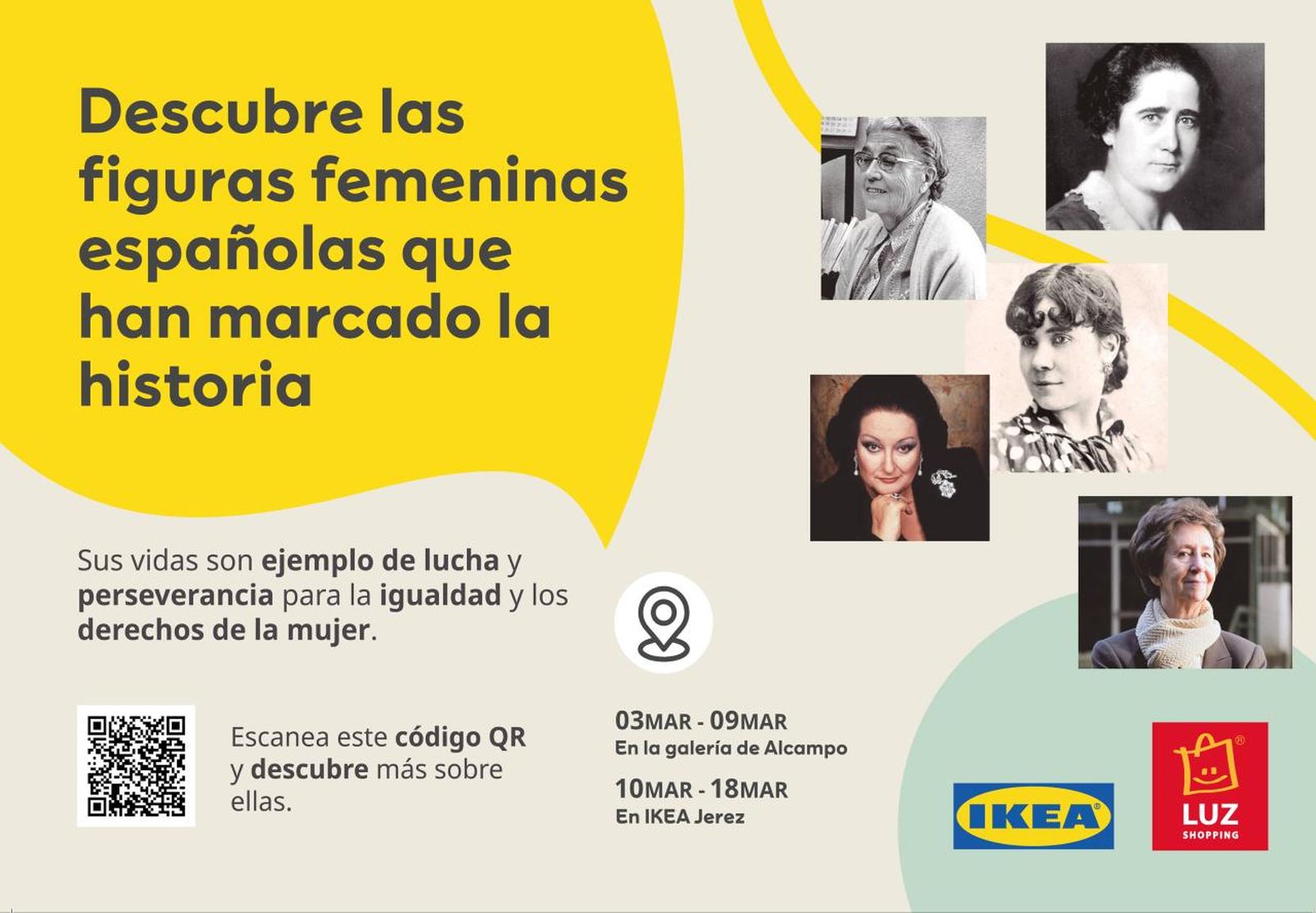 Anuncio de la exposición en Luz Shopping por el 8-M