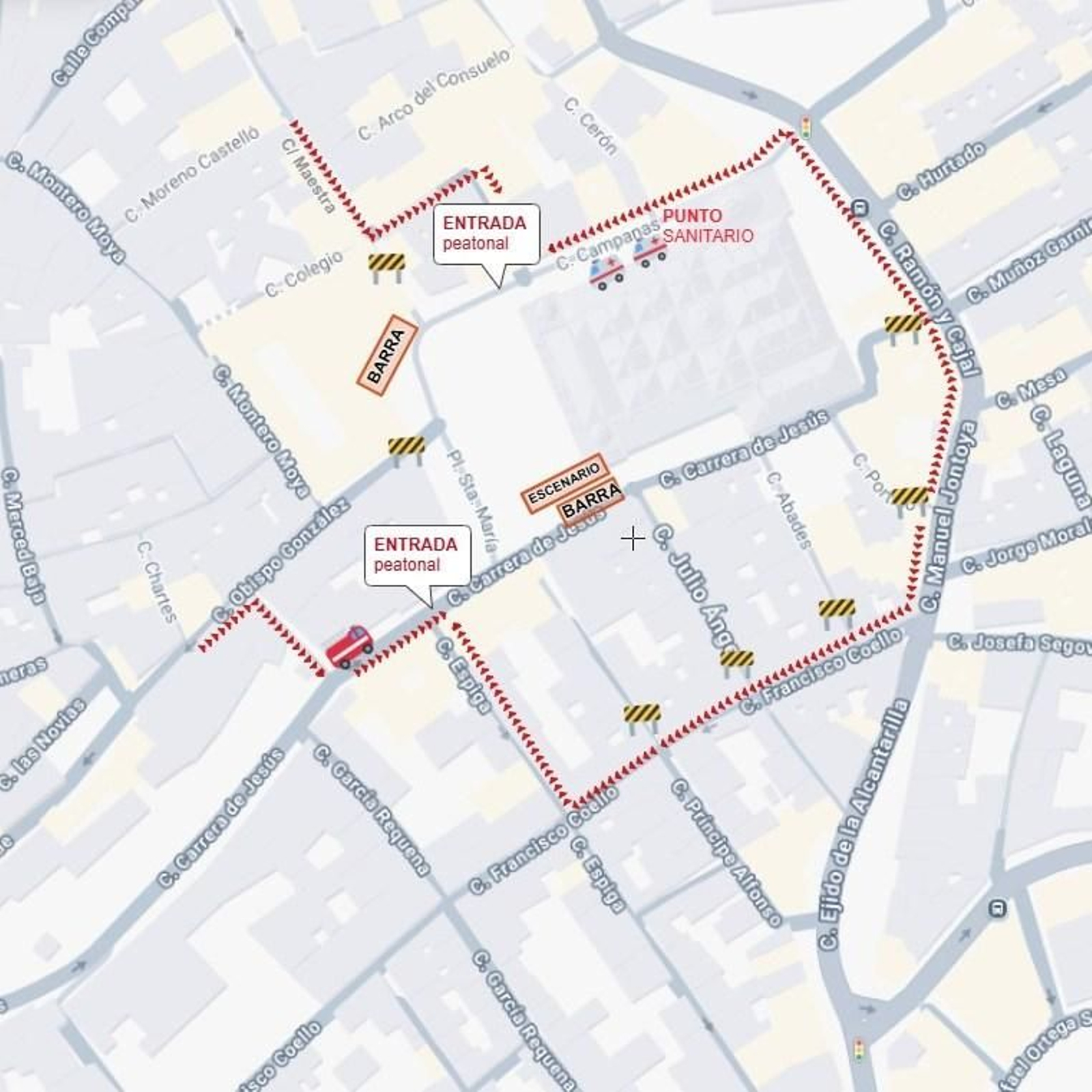 Accesos a la plaza de Santa María.