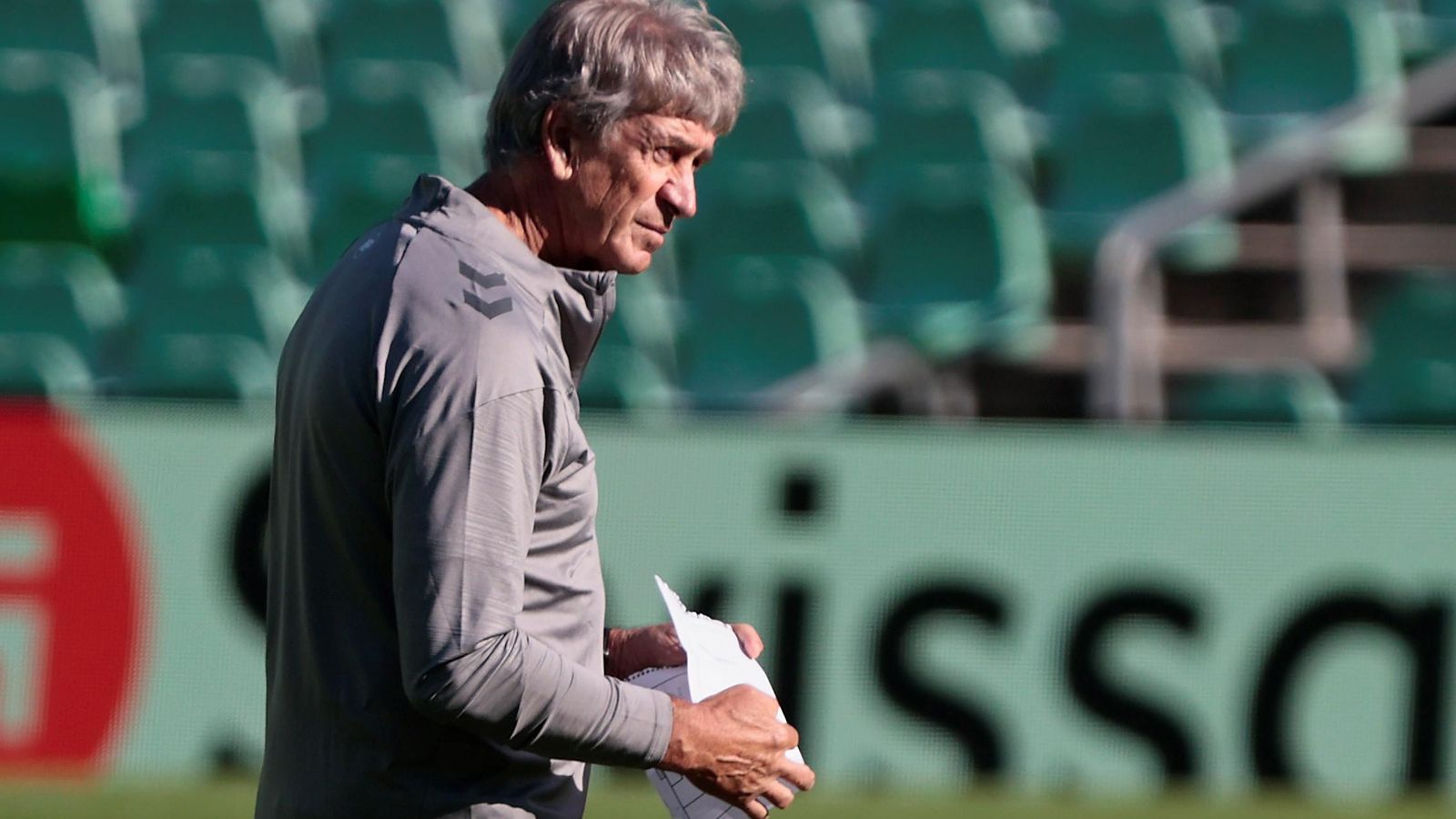 Pellegrini, en un momento del entrenamiento.