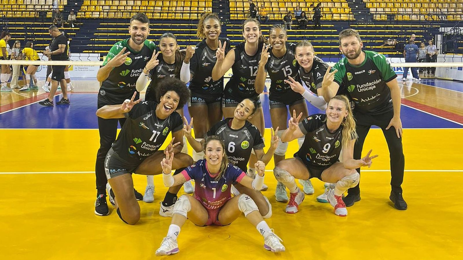 El Fundación Unicaja Andalucía celebra su triunfo ante el CV Hidramar Gran Canaria.