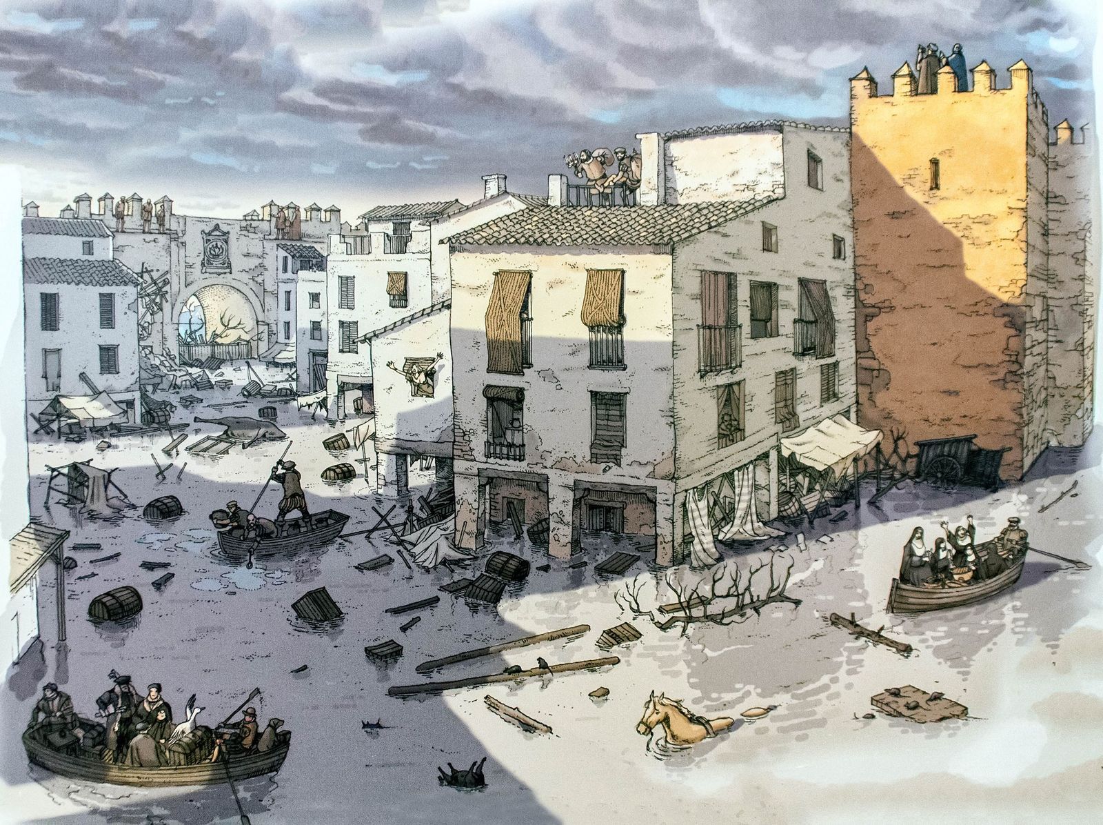 Recreación de la inundación de Sevilla hace ahora cuatro siglos.