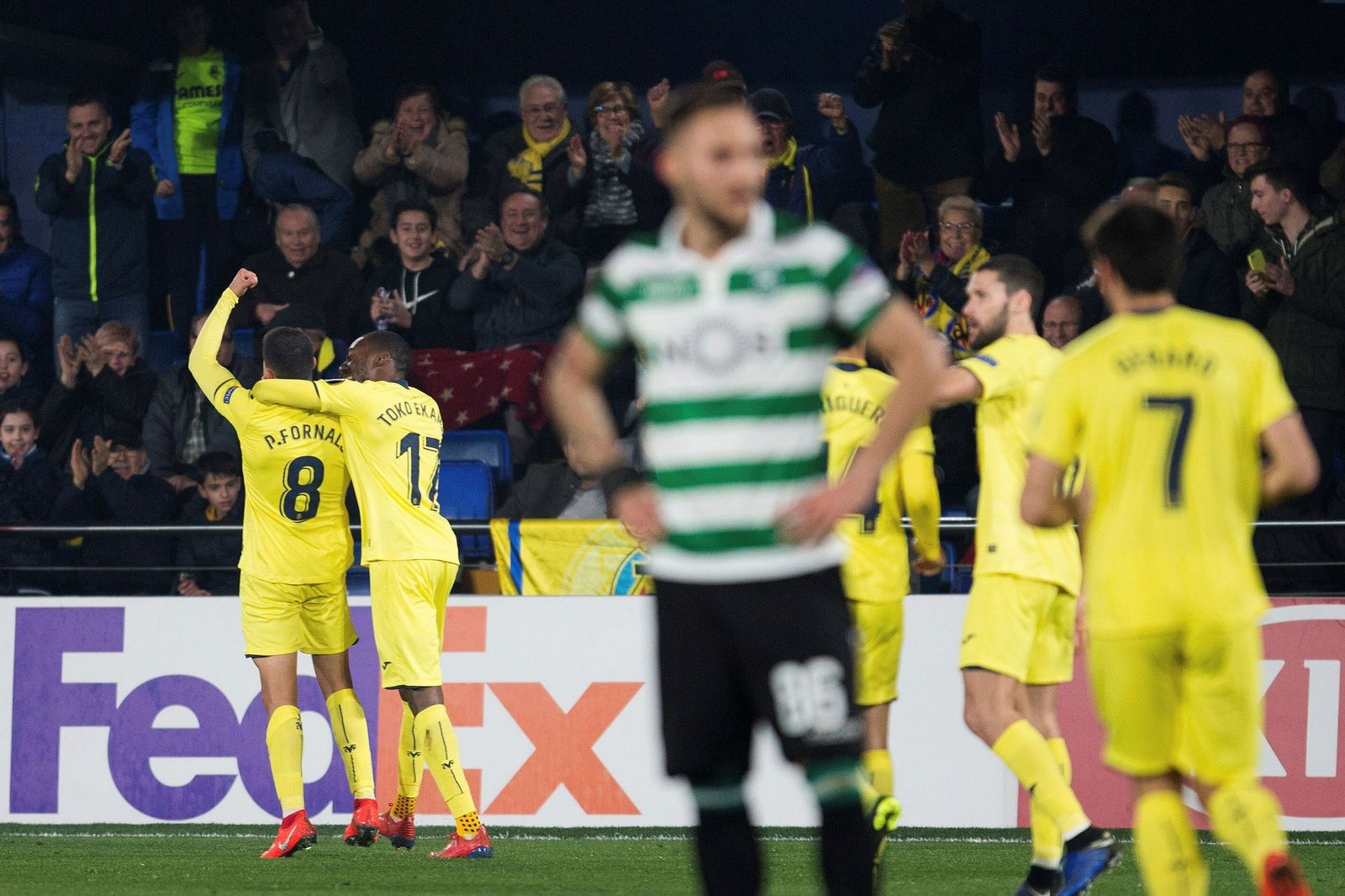 Celebración de los jugadores del Villarreal.