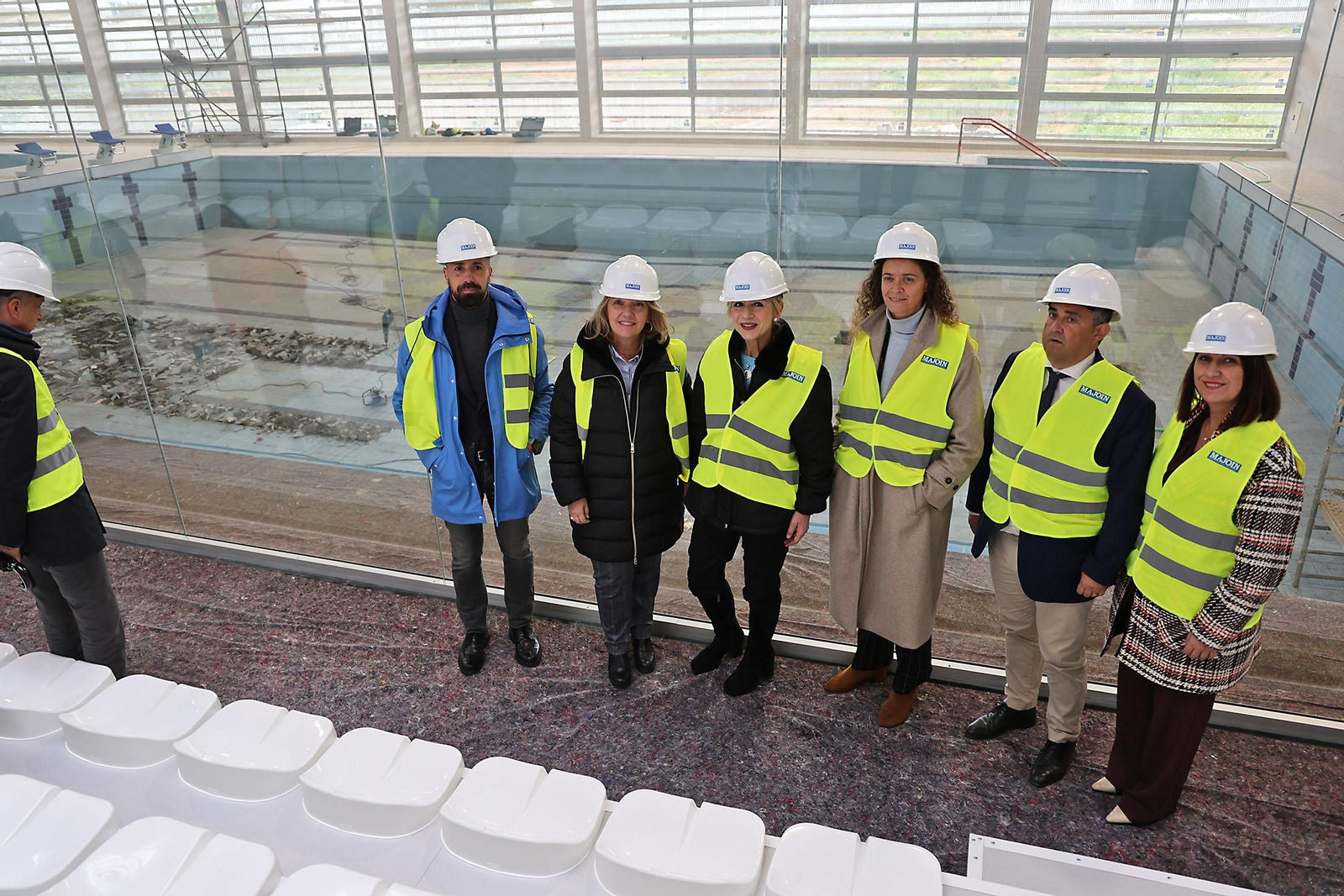 Imágenes de la visita a las obras de la Ciudad Deportiva de Huelva