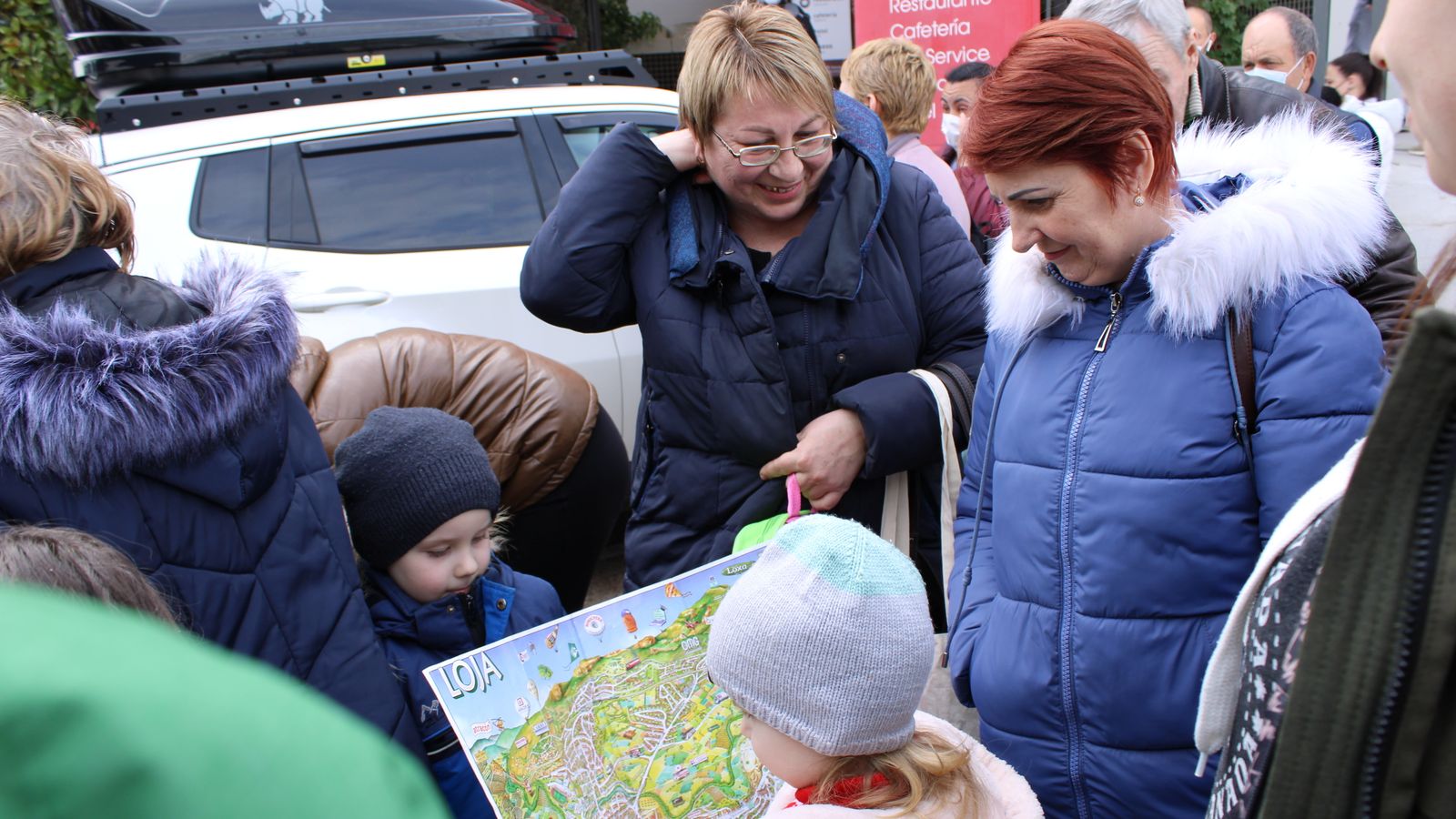 Un momento de la llegada de ucranianos a Loja.