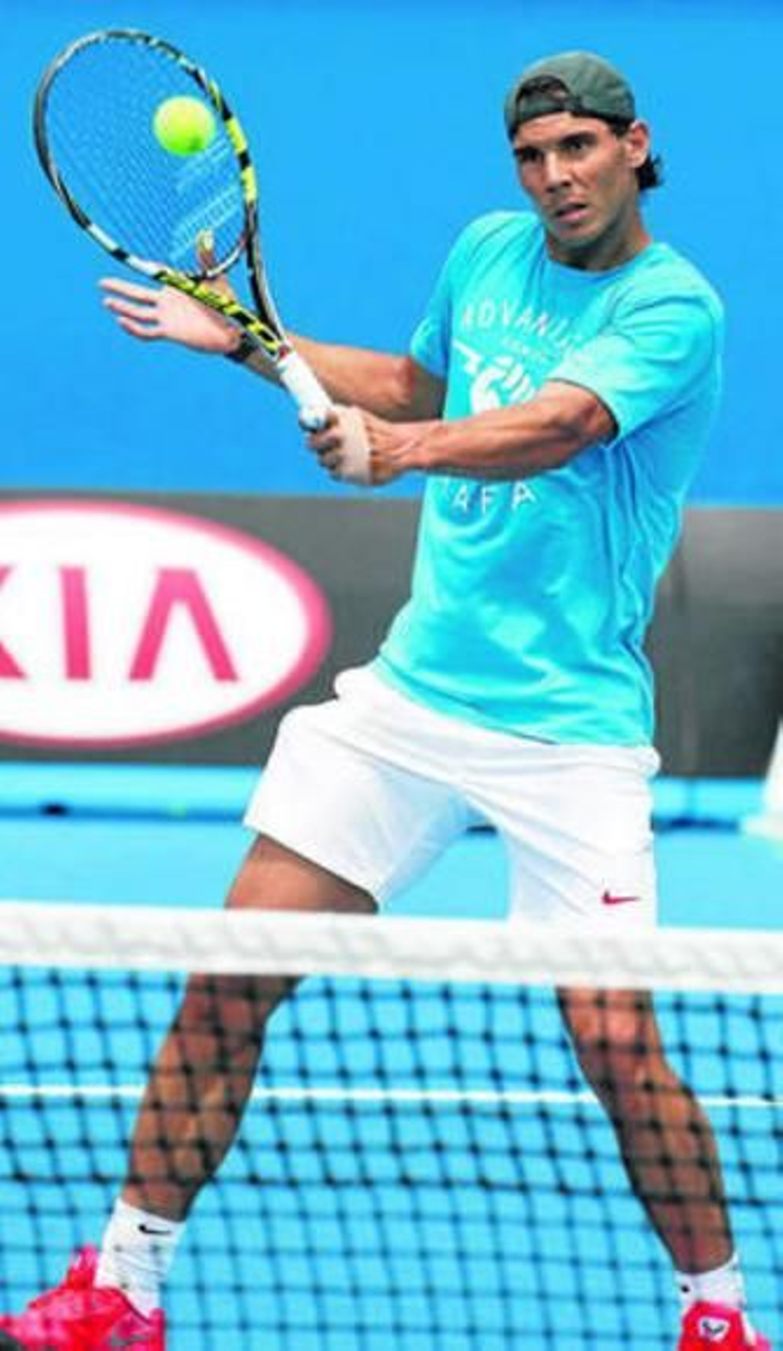 Rafael Nadal, entrenando en Australia.