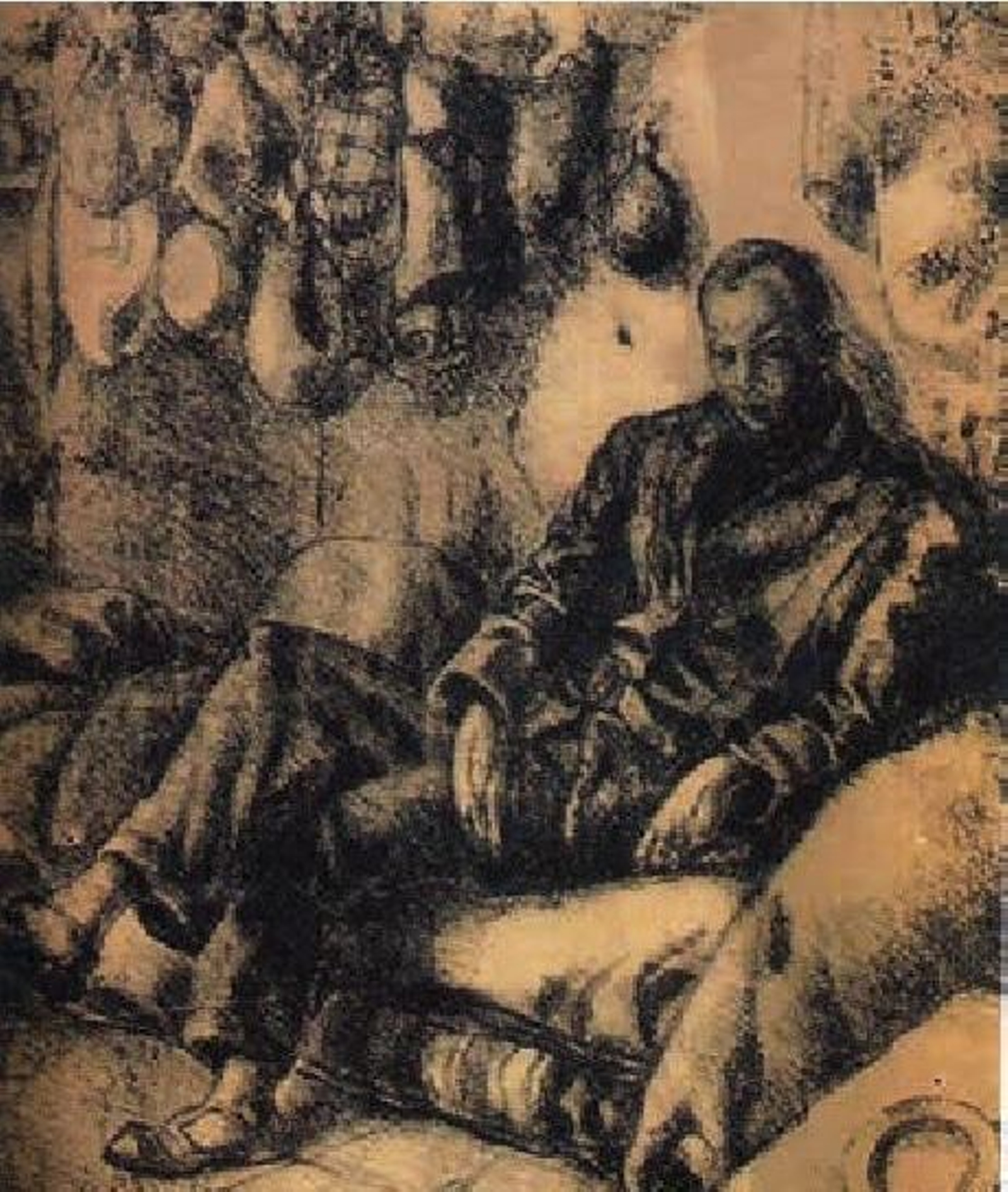 'Autorretrato en la cárcel'. Dibujo preparatorio para grabado.Colección Puyol.