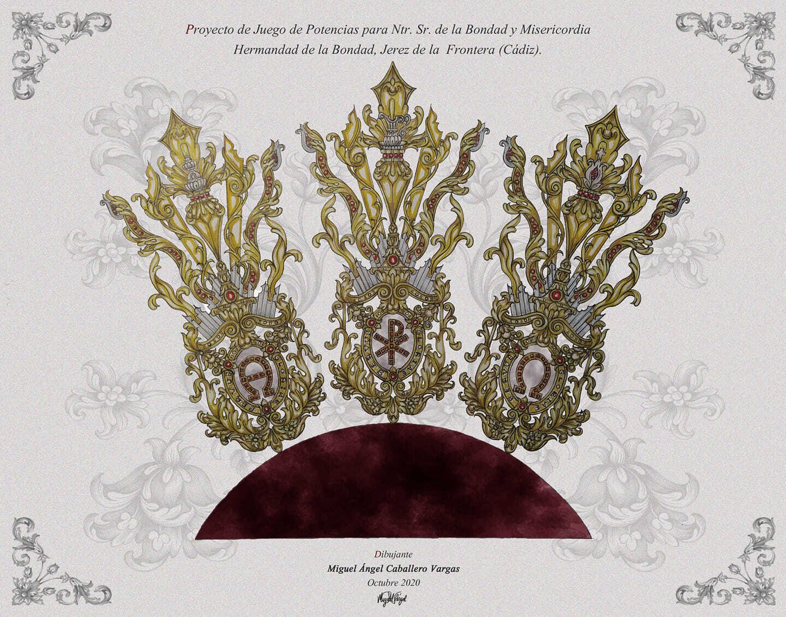 Boceto de las potencias para el Señor de Bondad y Misericordia.