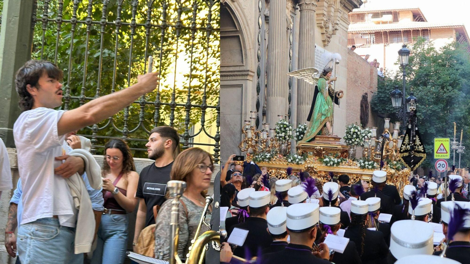 El influencer Peldanyos acude a la Procesión de San Rafel Arcángfel de Granada