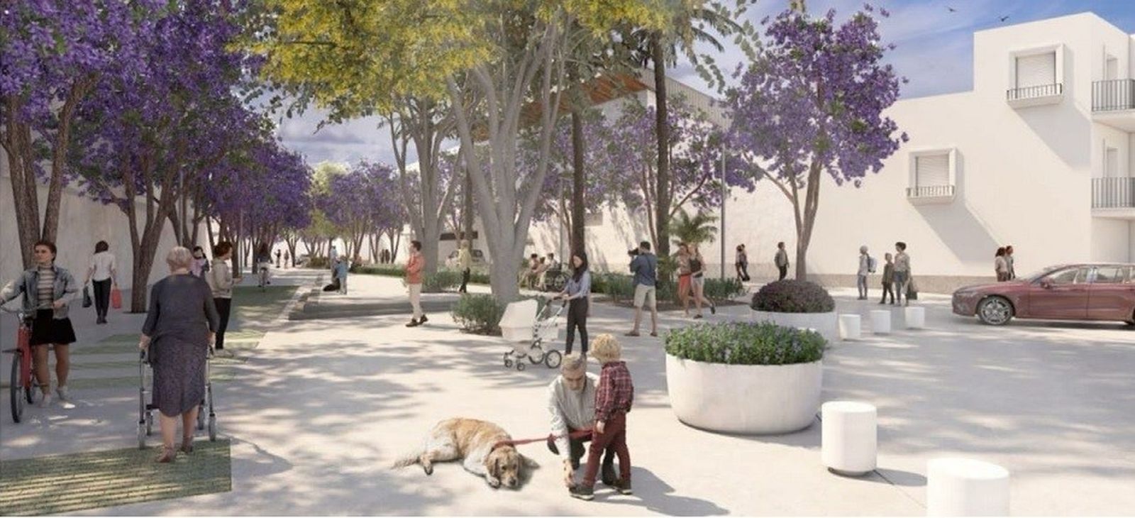 Recreación de SOS Arteria Verde de cómo quedaría la calle Rosa de los Vientos tras la intervención.