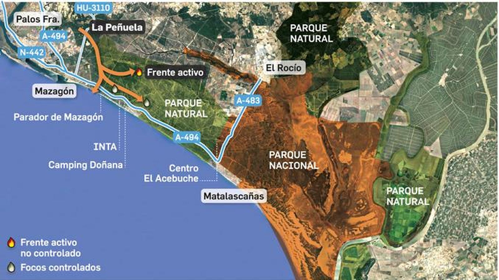 Infografía de la evolución del incendio
