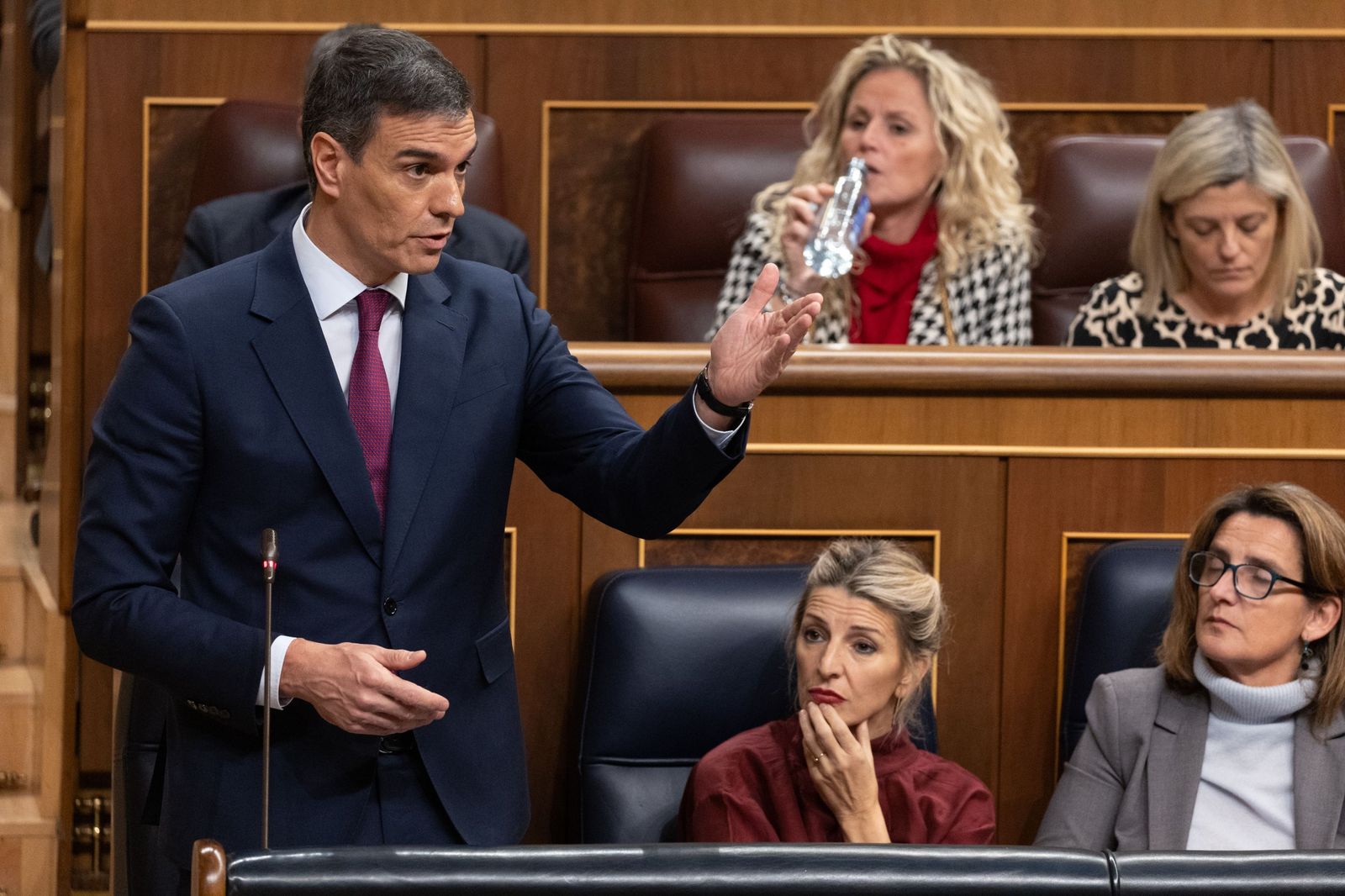 El presidente del Gobierno, Pedro  Sánchez , interviene durante una sesión  de control  al Gobierno, en el Congreso.
