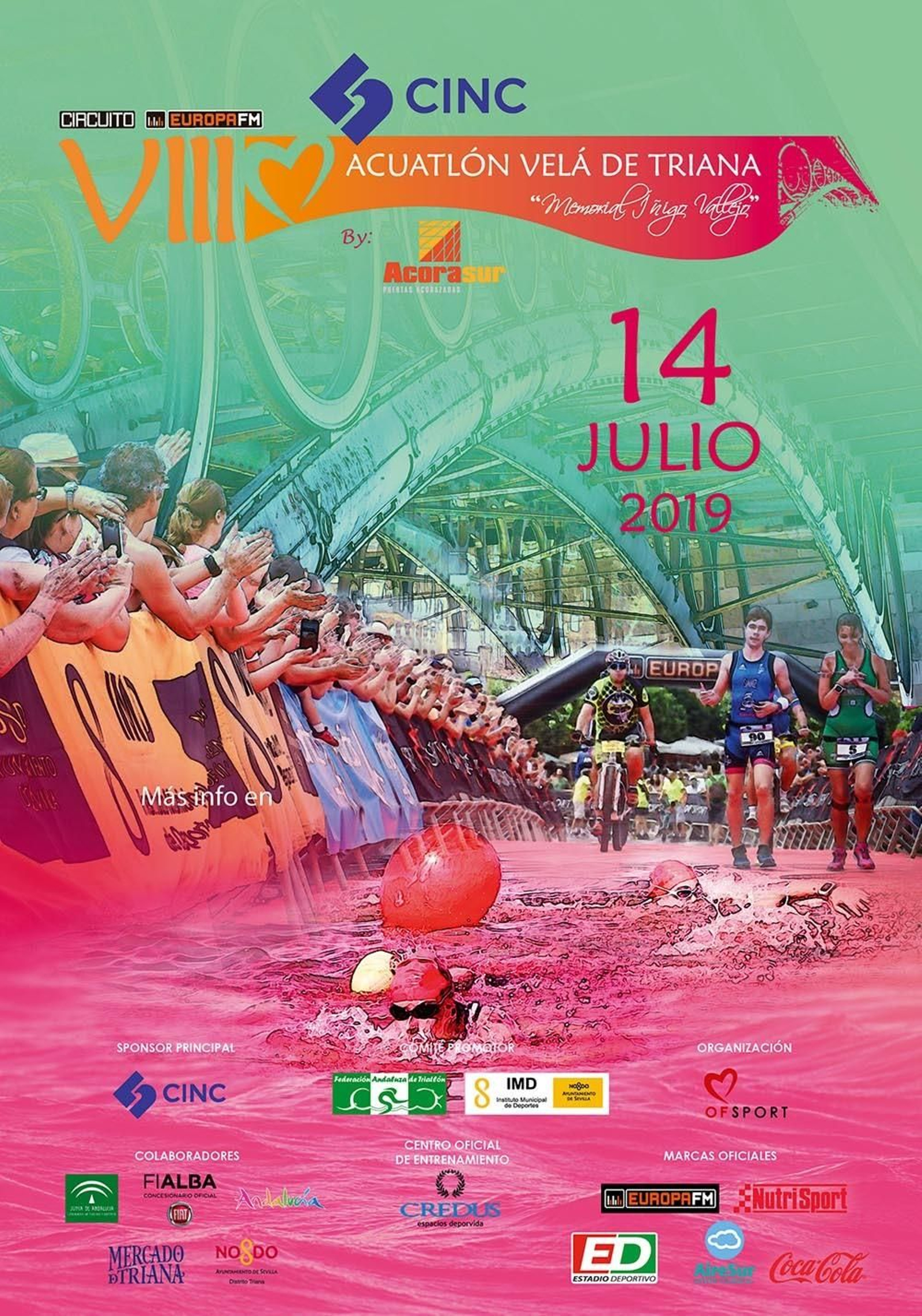 Cartel VIII CINC Acuatlón Velá de Triana 'Memorial Íñigo Vallejo'