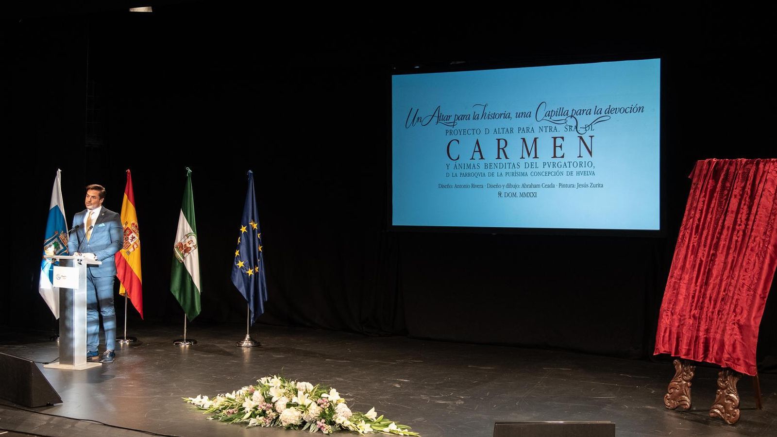 Presentación del altar de la Virgen del Carmen.