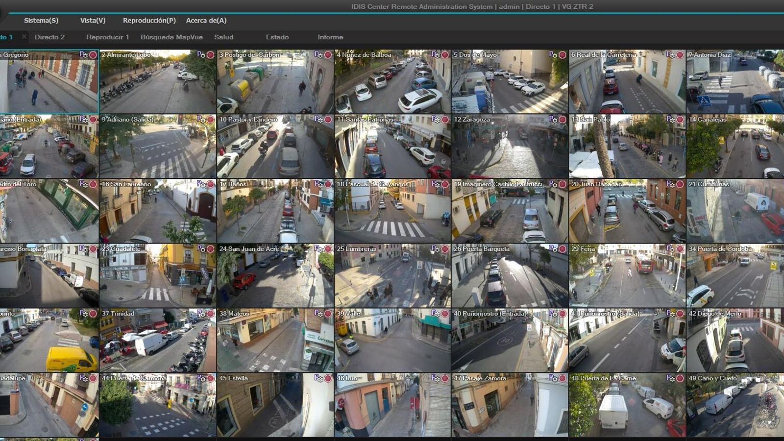 Captura del mosaico de cámaras del Plan Respira.