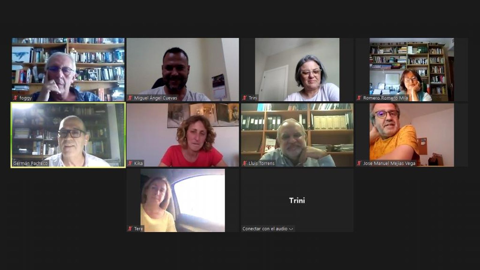 Un momento del encuentro de trabajo por videoconferencia de Ganemos Jerez con Lluís Torrents.