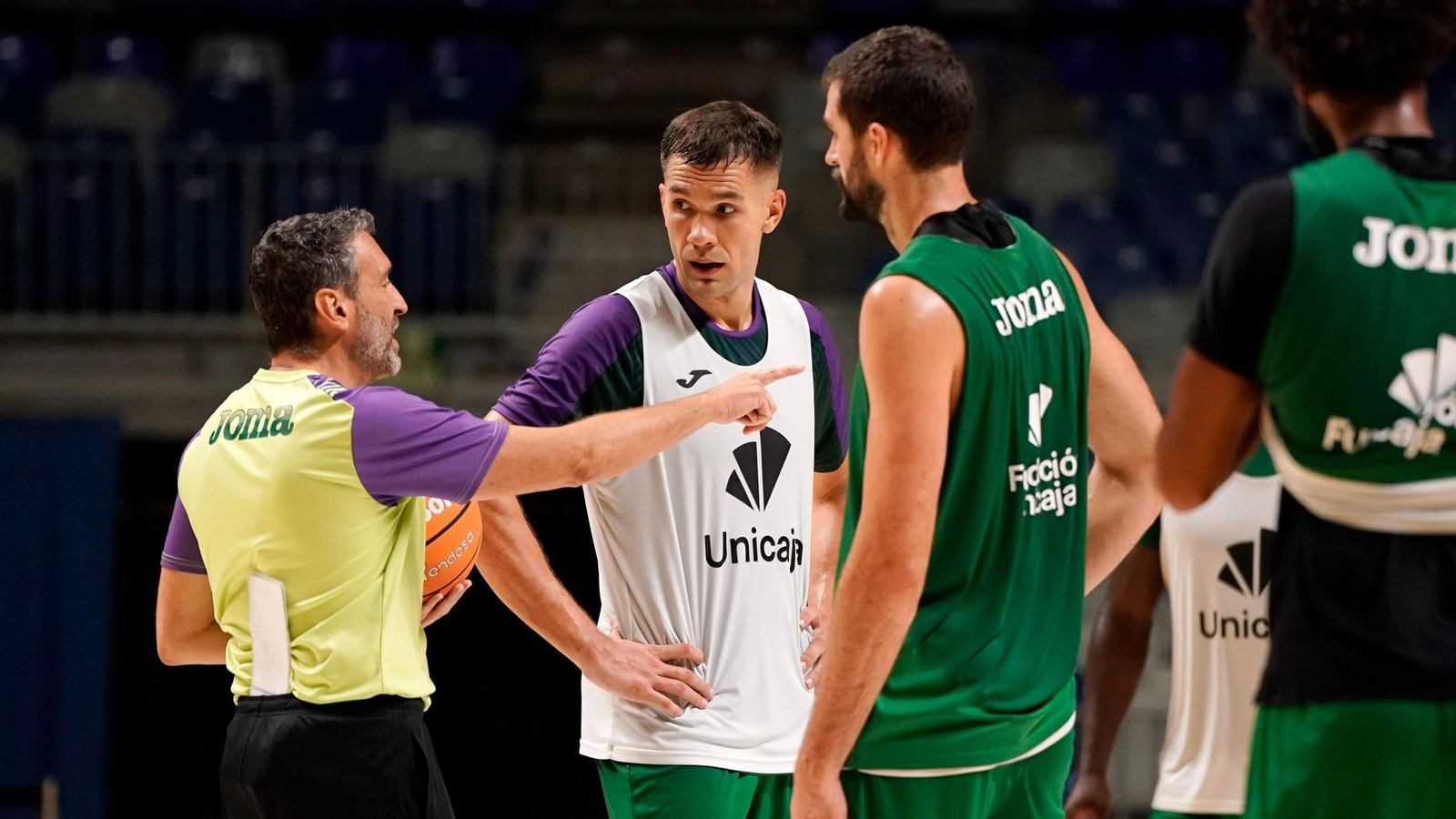 Entrenamiento del Unicaja este jueves.