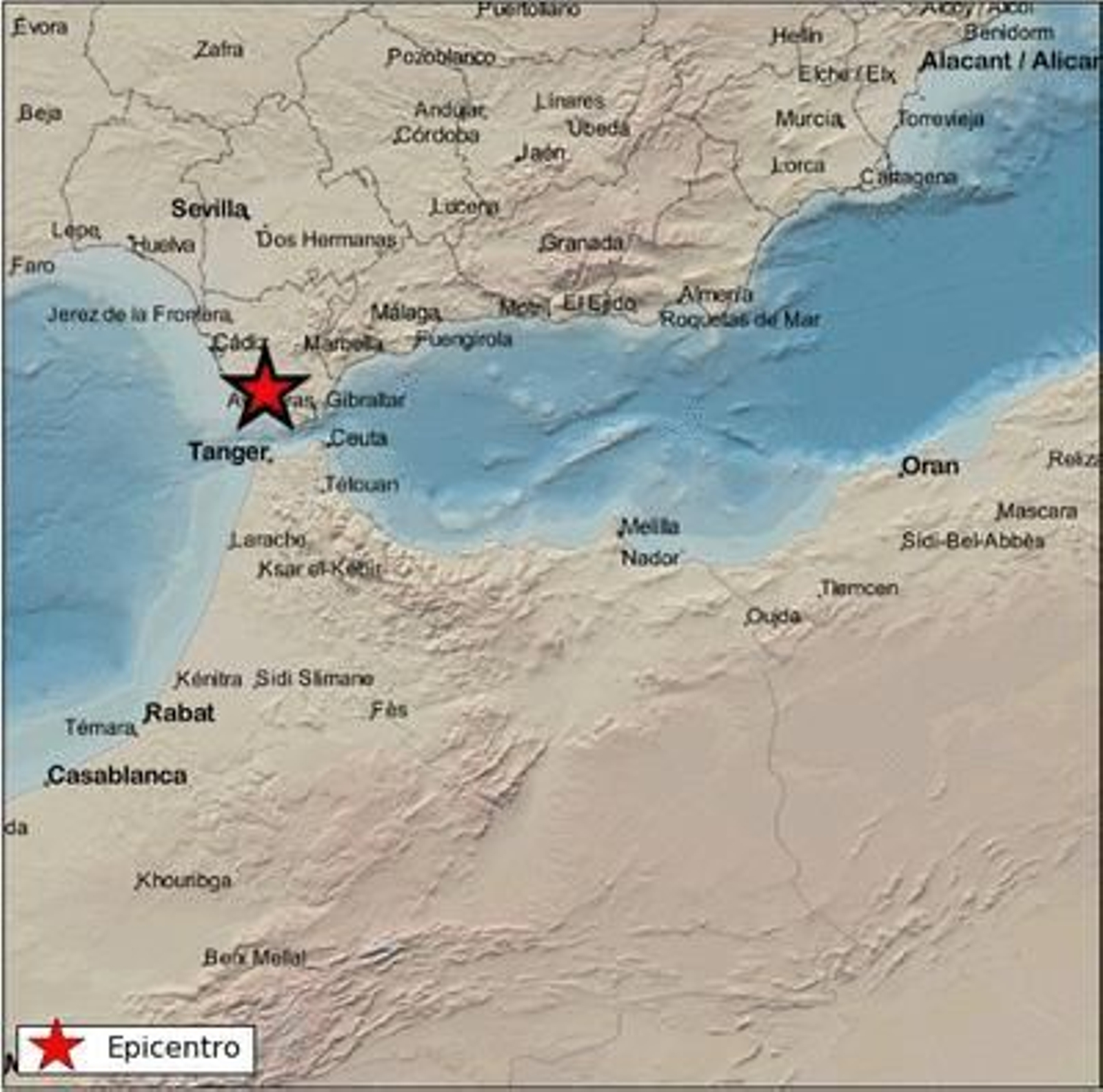 Ubicación del epicentro del temblor.