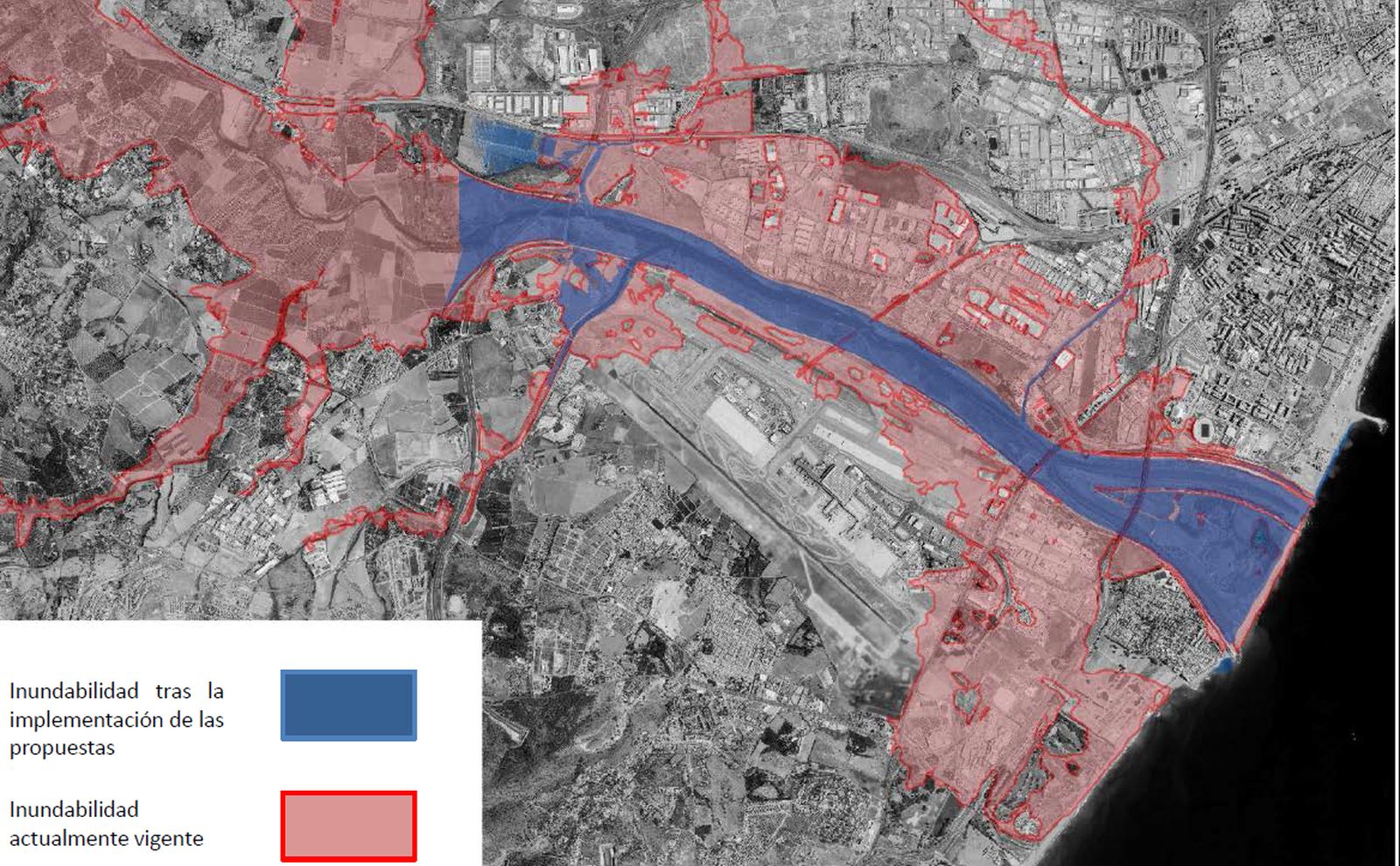 Imagen de la reducción de la inundabilidad una vez ejecutadas las obras planteadas.