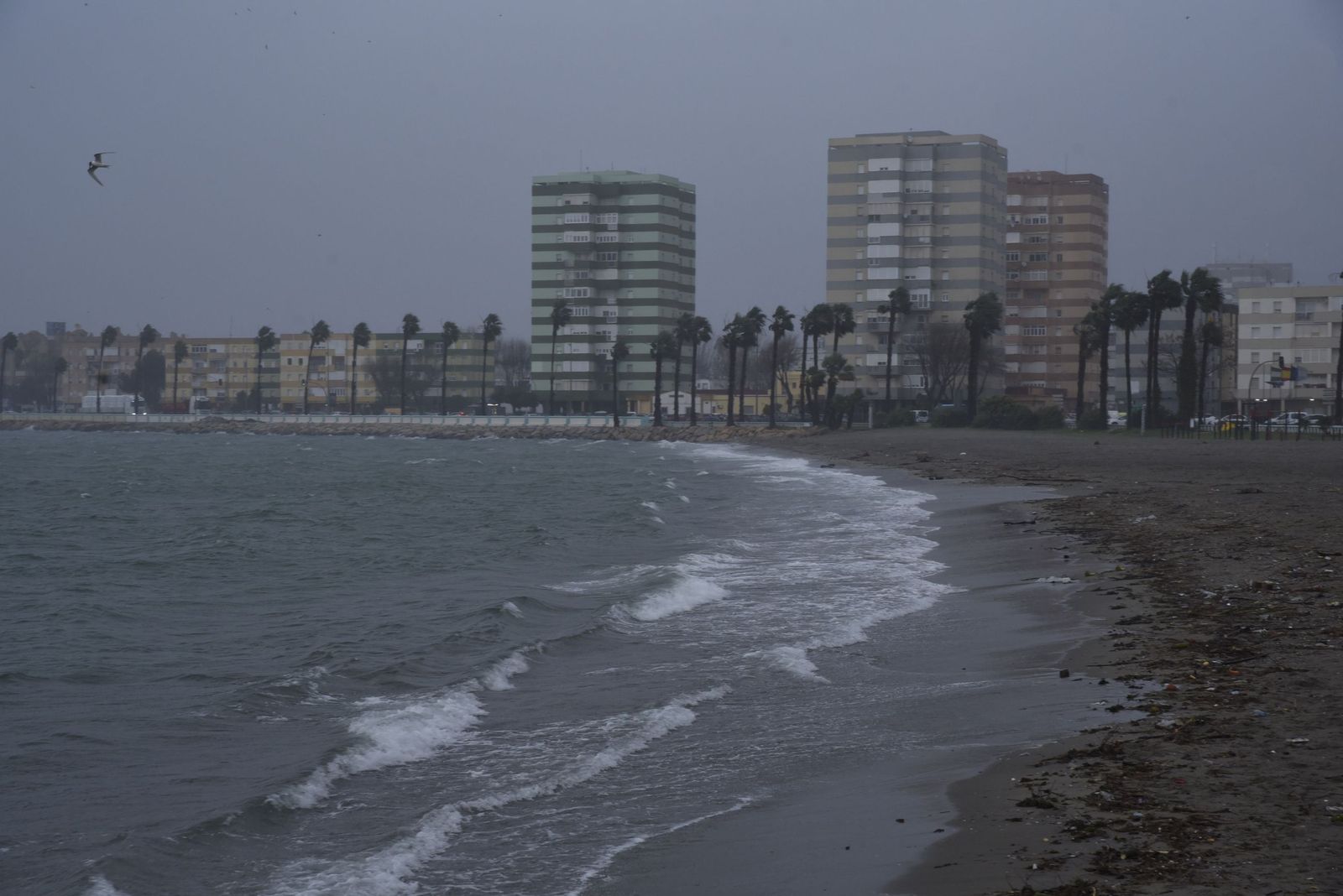 Joseph se deja ver en La Línea: imágenes del temporal desde la costa