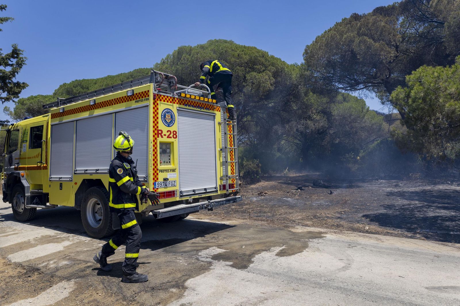 Las imágenes del incendio declarado junto a Roche, en Conil