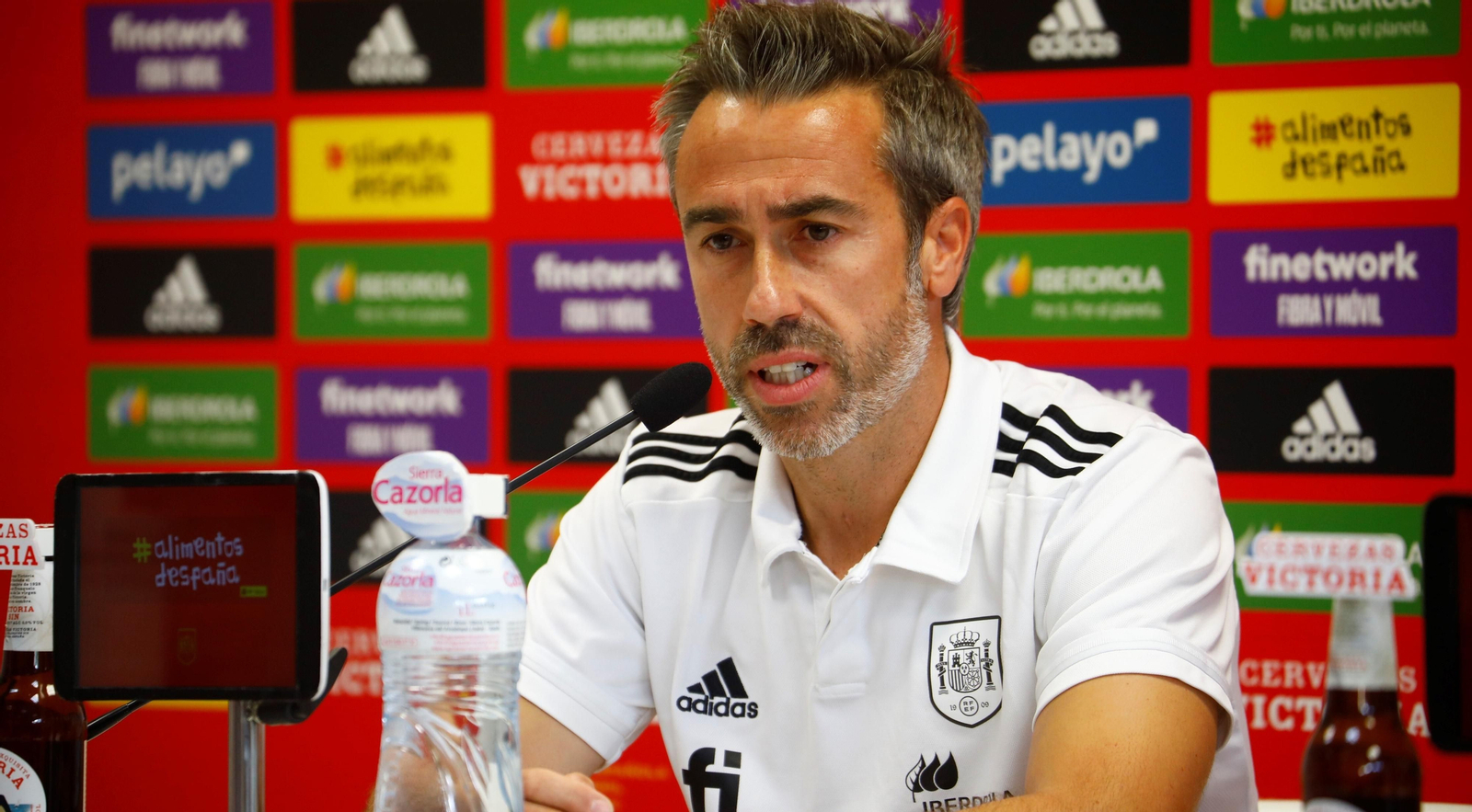 Jorge Vilda, seleccionar español, en su rueda de prensa en El Arcángel.