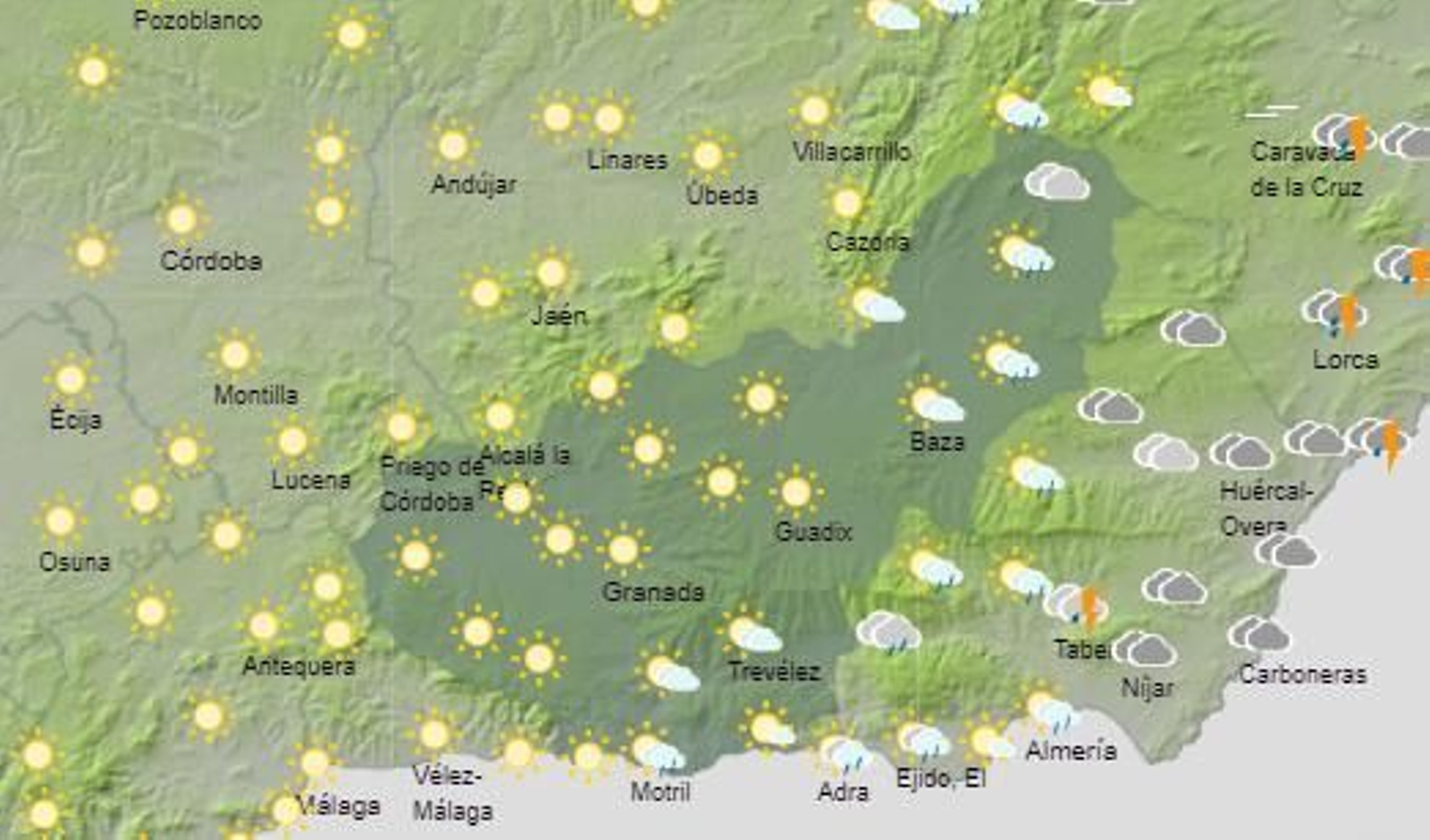 Previsión para hoy en Granada.