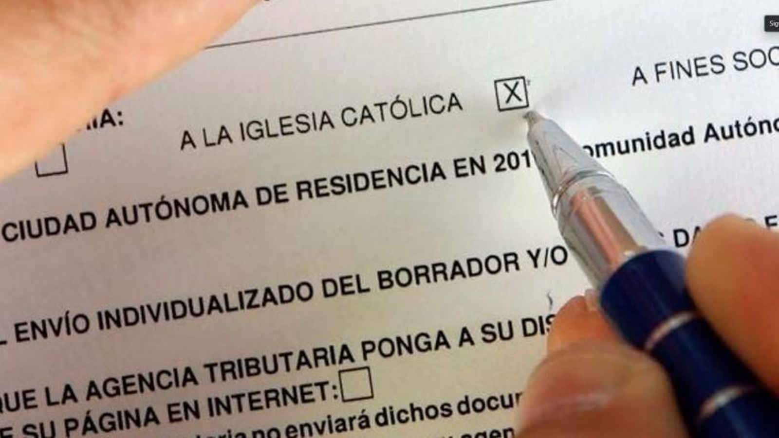 Casilla de la Declaración de la Renta a favor de la Iglesia Católica.