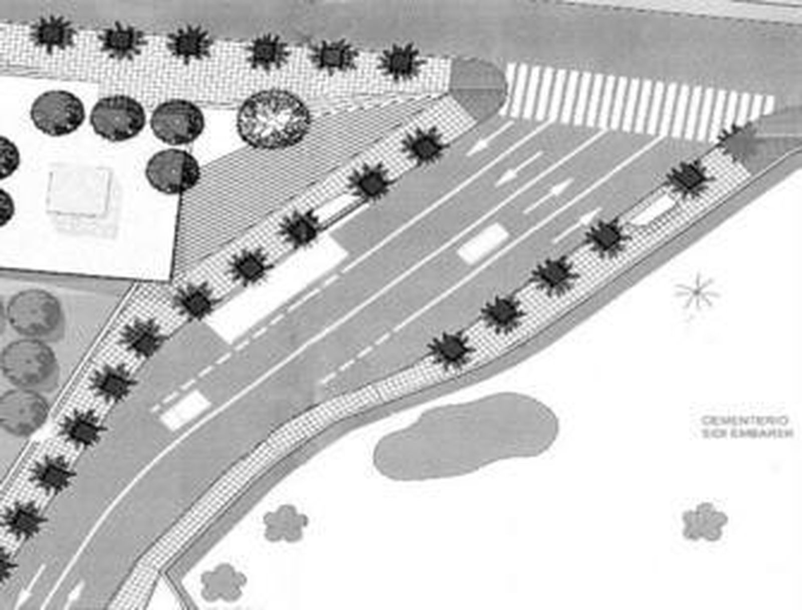 Plano del proyecto de remodelación del cruce, que ampliará el número de carriles.