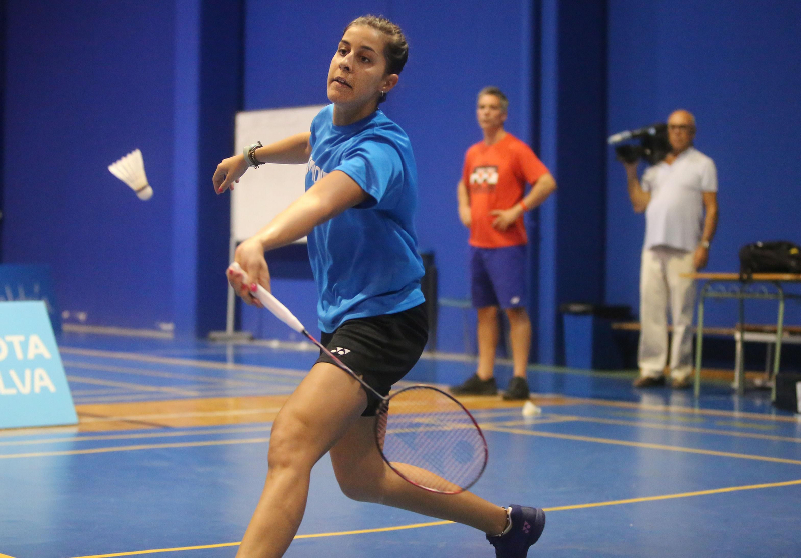 Carolina Marín, en el anexo del Palacio durante la mañana del martes.