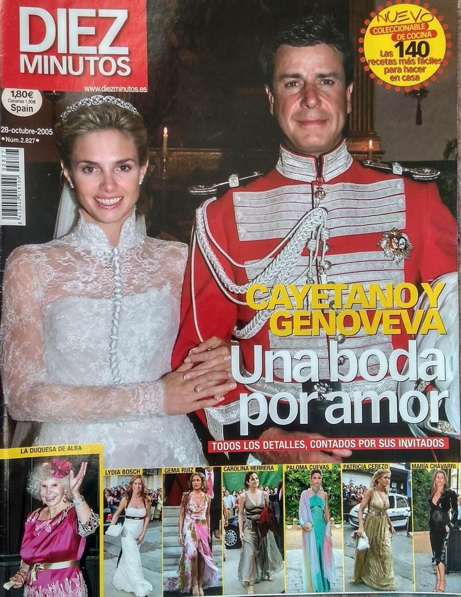 La pareja de Cayetana y Genoveva Casanova tras pasar por el altar de la capilla de las Dueñas en la portada de 'Diez Minutos'