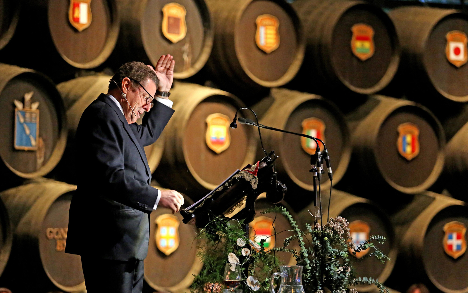 Isaac Camacho, con un expresivo gesto, en un momento de su pregón.