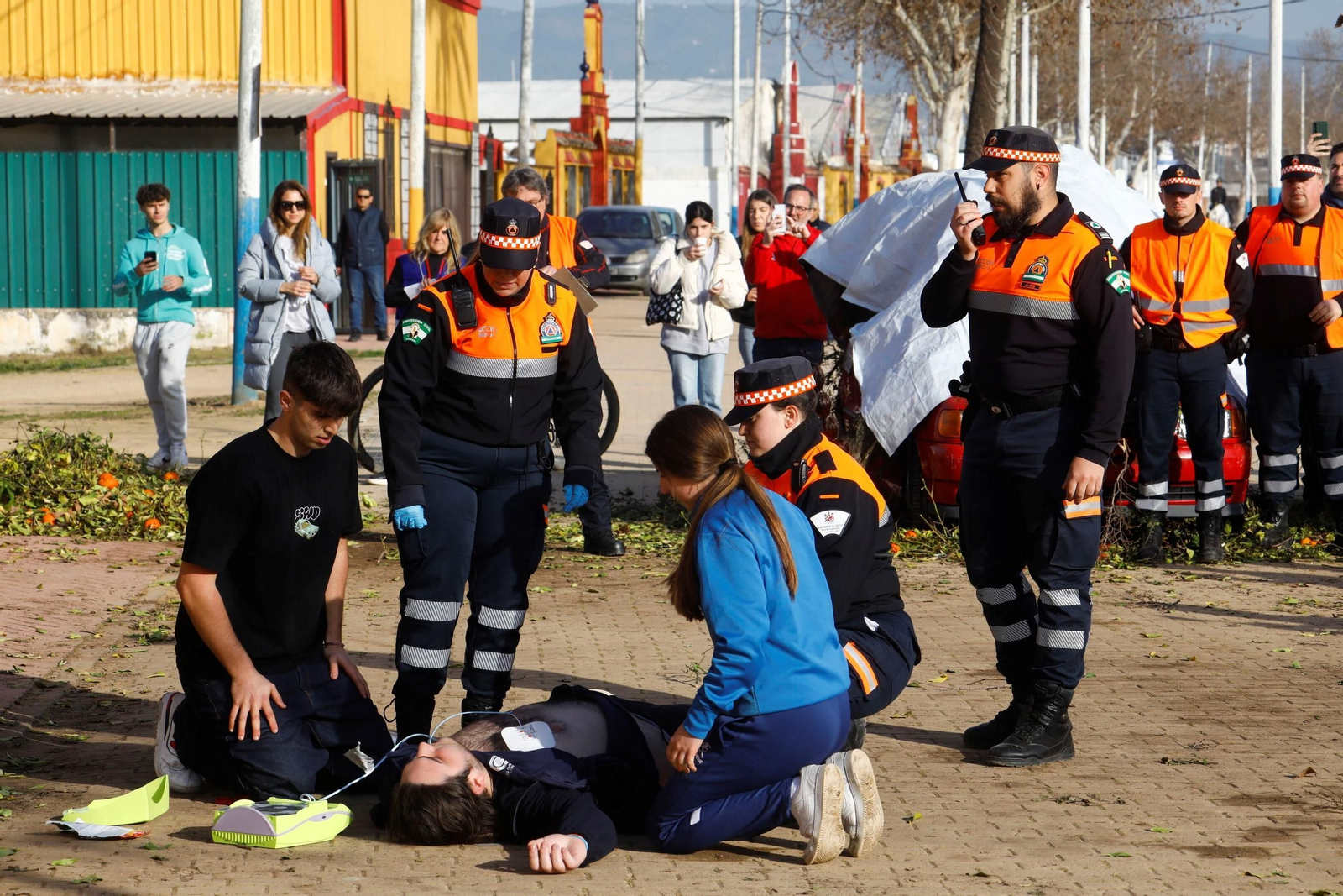 El simulacro de actuación ante una explosión en la Feria de Córdoba, en imágenes