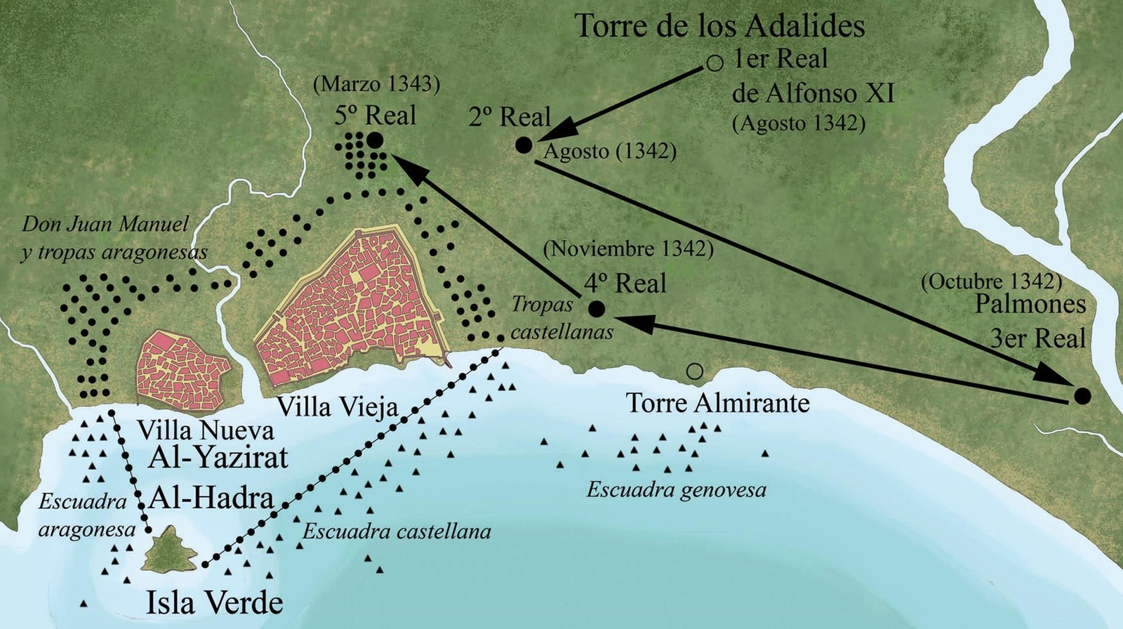 Algunas operaciones y detalles del asedio de 1342-1344.