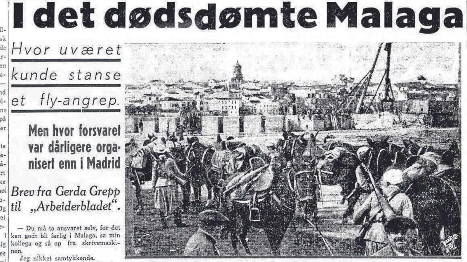 Artículo de Gerda Grepp para el  Arbeiderbladet, 'En la sentenciada Málaga'