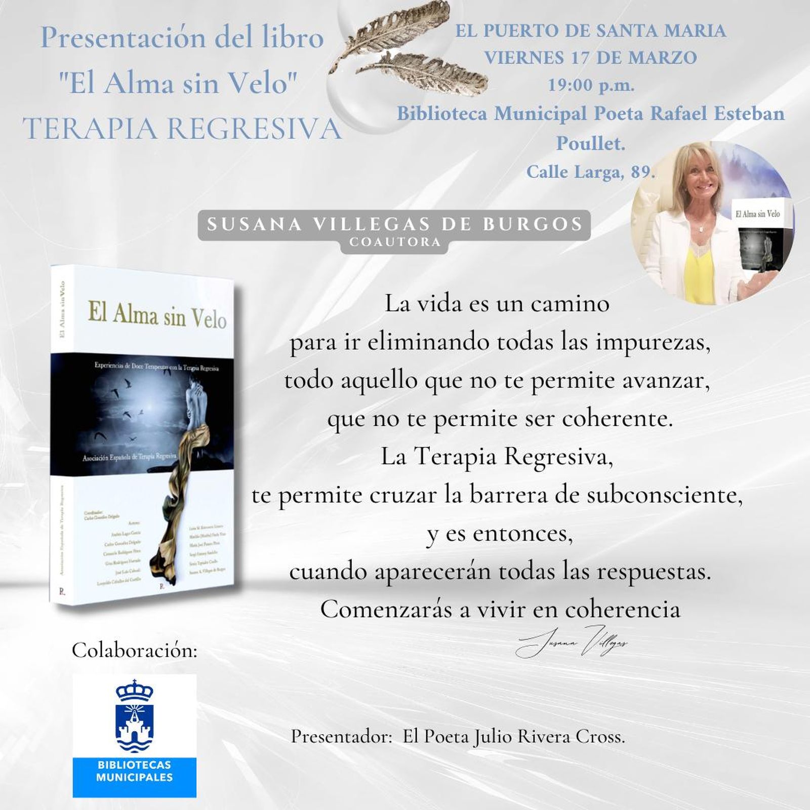 El cartel anunciador de la presentación del libro.