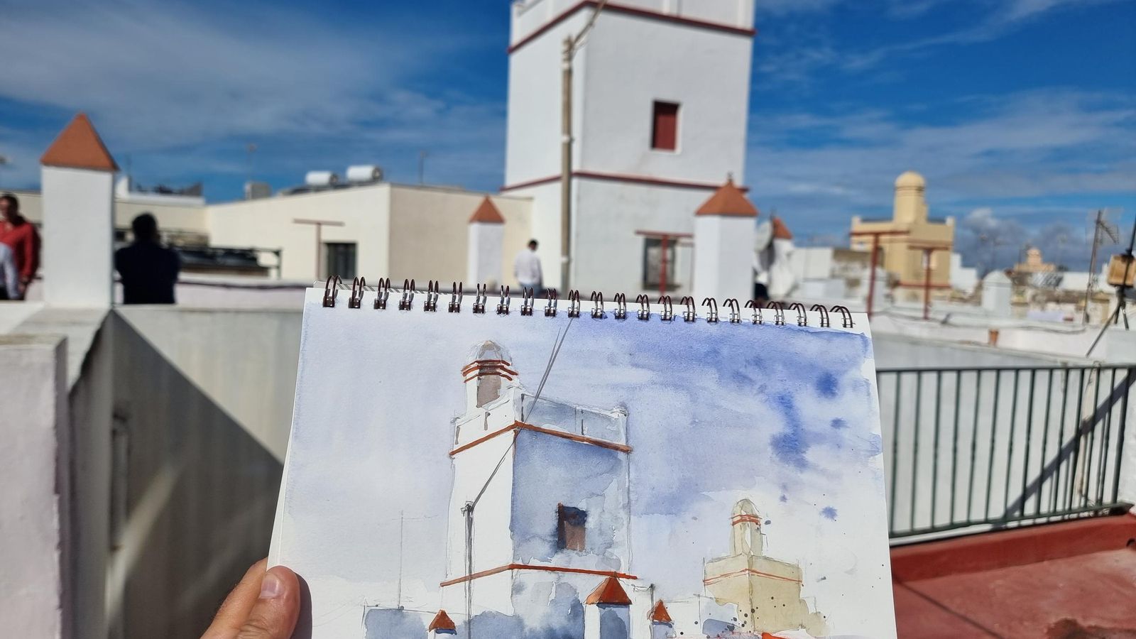 Acuarelas de torres miradores como hizo Delacroix