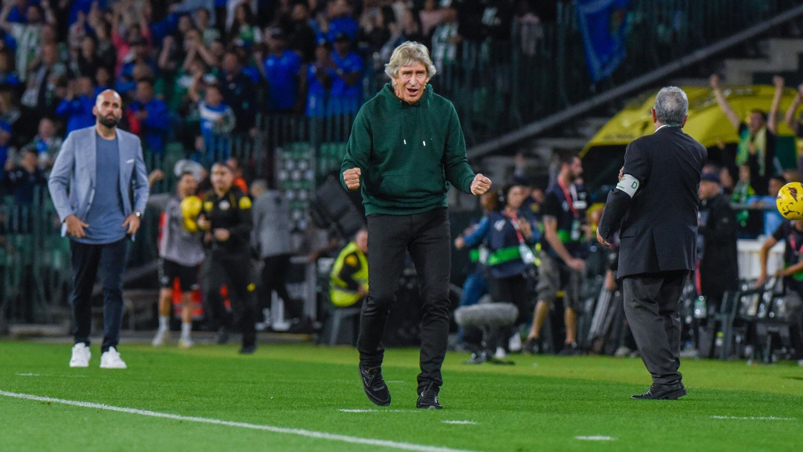 Pellegrini celebra el triunfo ante el Celta.