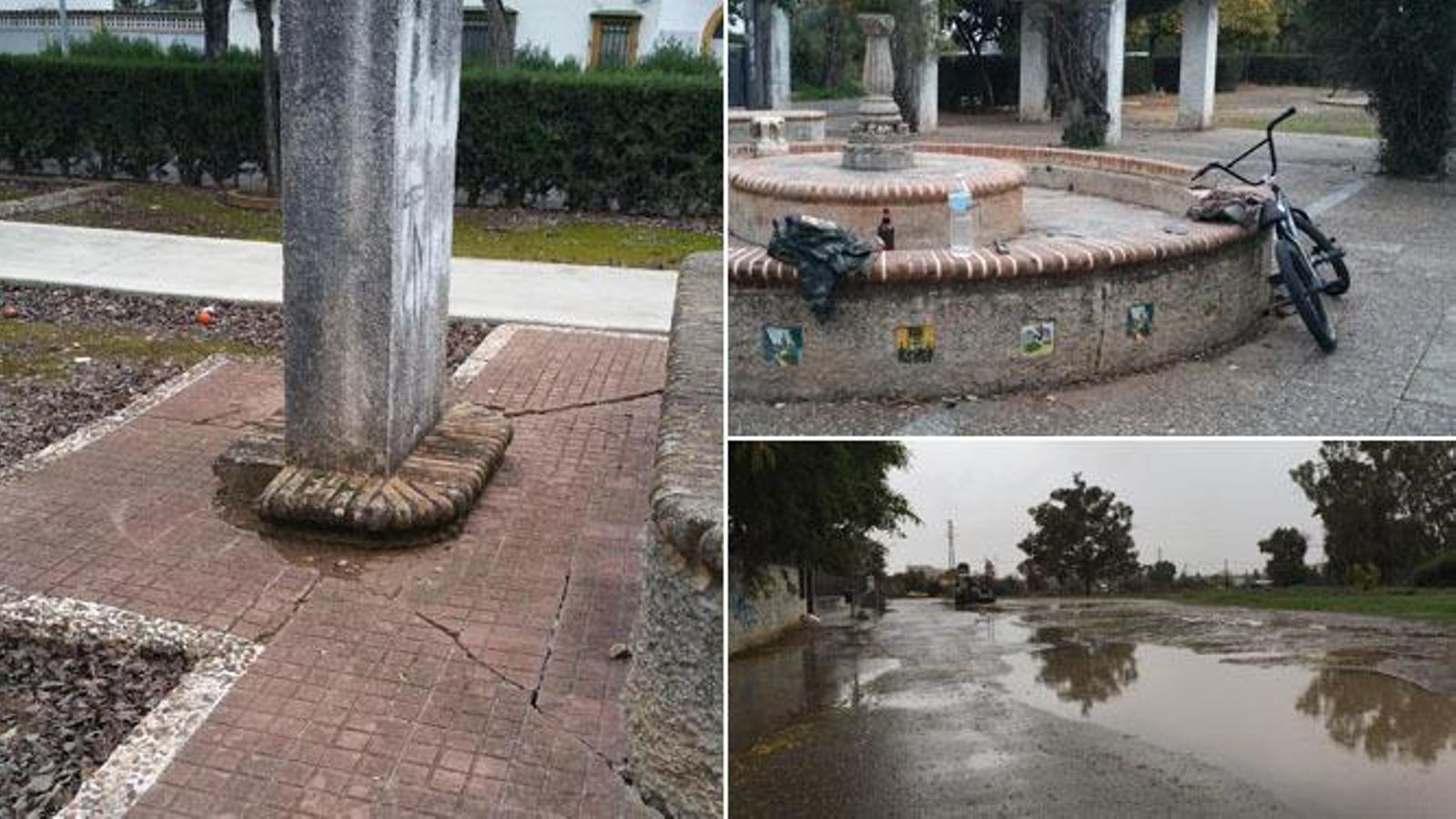 Quejas vecinales. Los vecinos de la zona denuncian grietas en el suelo y en las viviendas y acumulación de basura en la plaza principal de la barriada. Además, uno de los accesos al colegio público de la zona se convierte en un barrizal los días de lluvia.